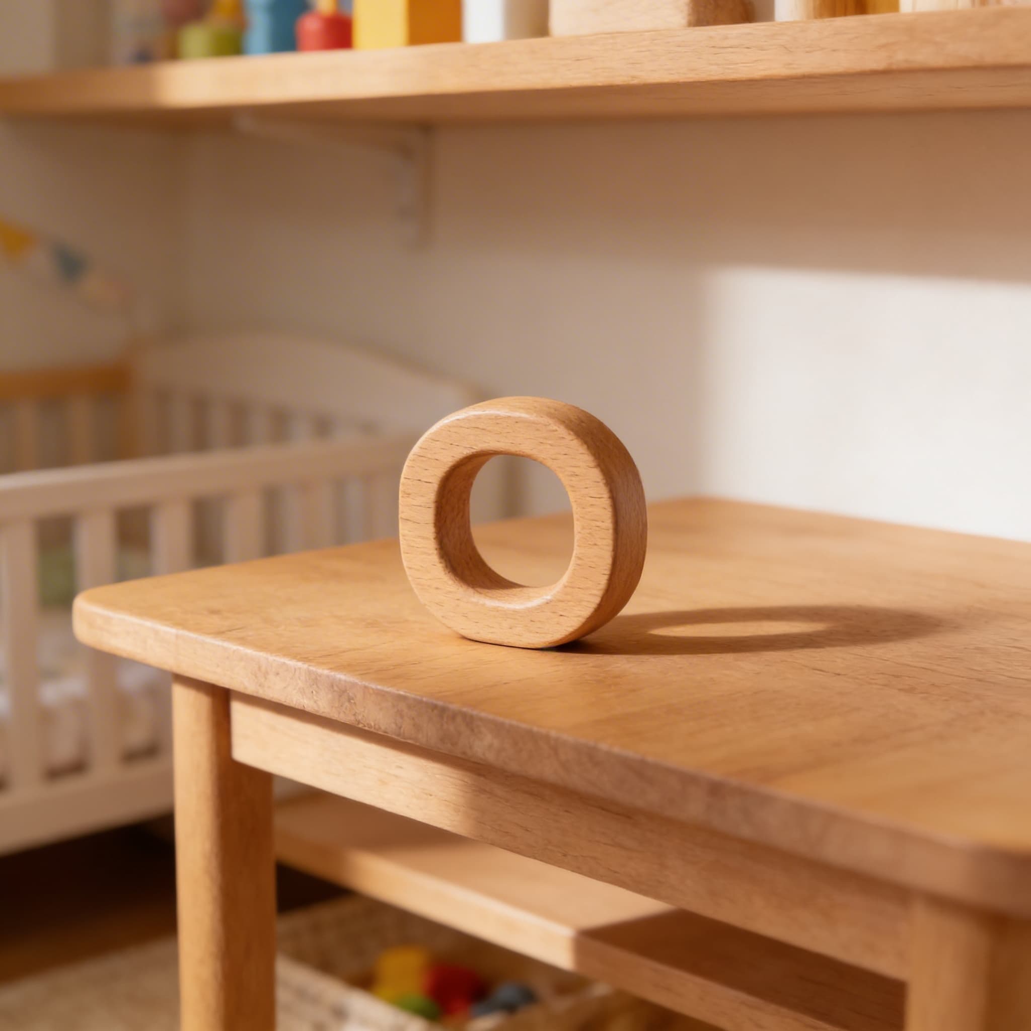 Holz-Oval-Greifring — Natürliches Handkoordinations-Werkzeug — Detailansicht