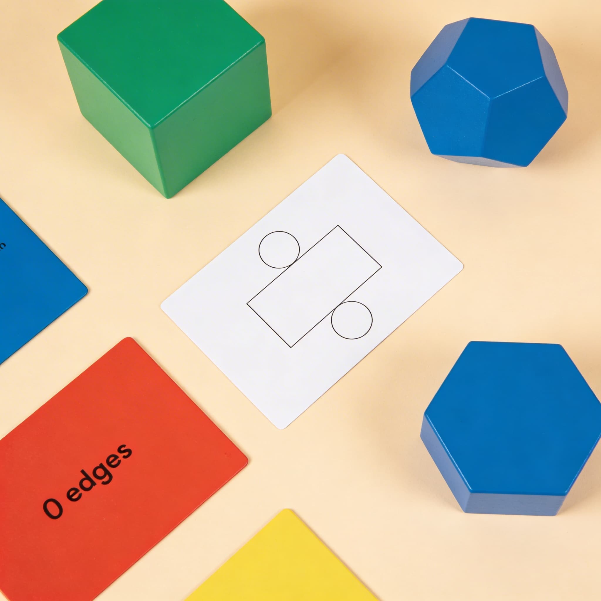 Sada geometrických těles — Klasifikační karty pro 3D tvary — Boční pohled