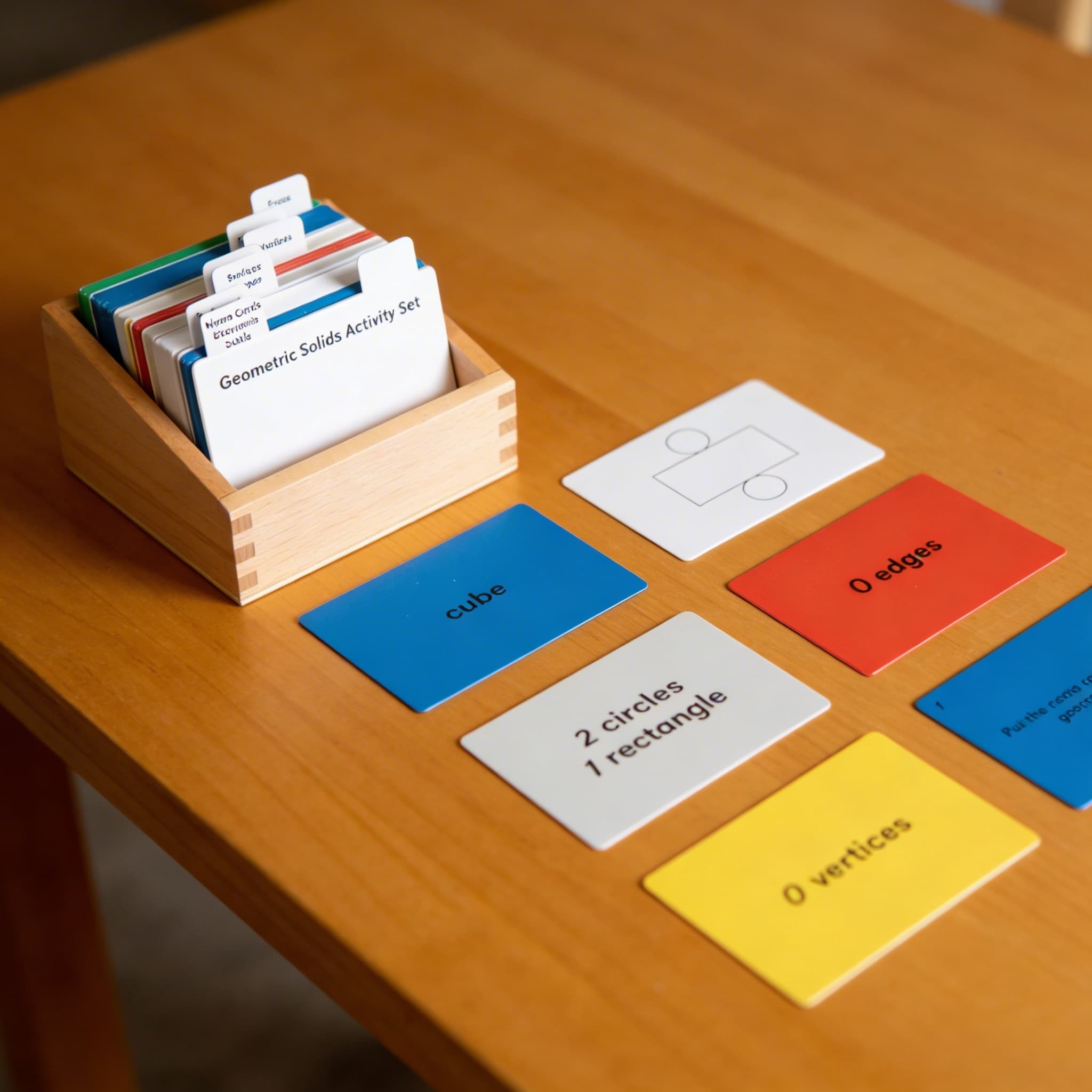 Sada geometrických těles — Klasifikační karty pro 3D tvary — Detailní pohled