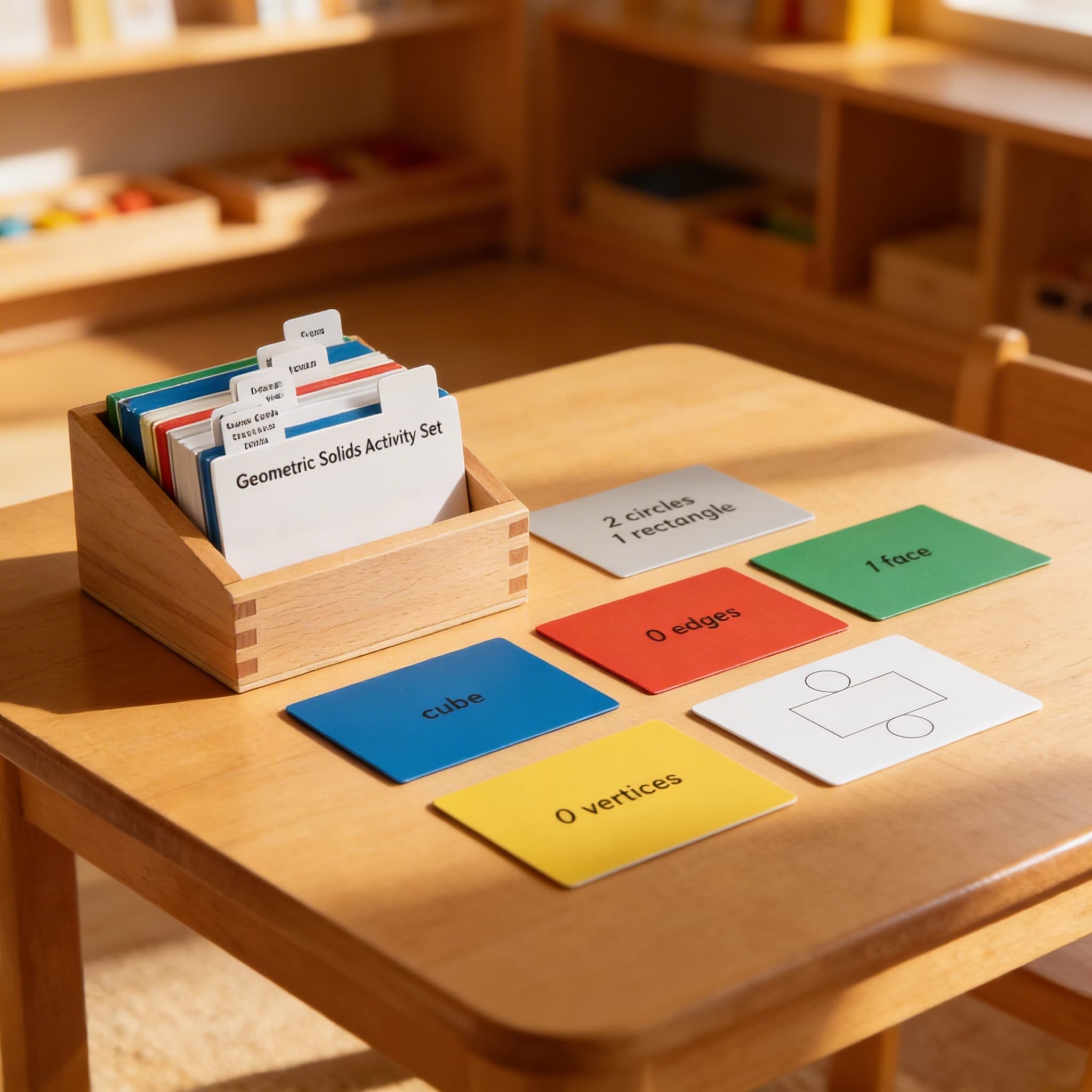 Sada geometrických těles — Klasifikační karty pro 3D tvary — Při použití