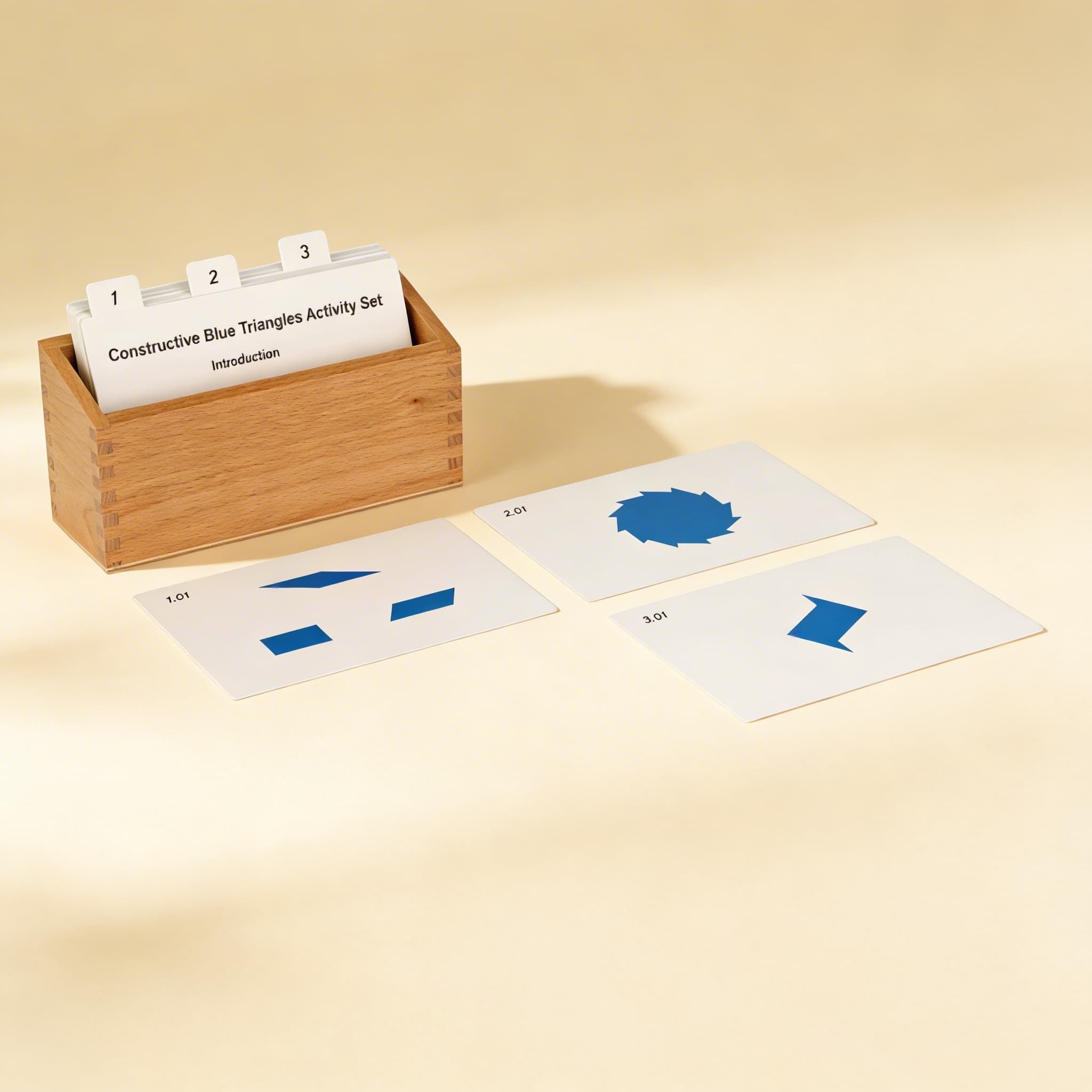 Aktivitätsset mit 12 identischen blauen Dreiecken — Katalogansicht