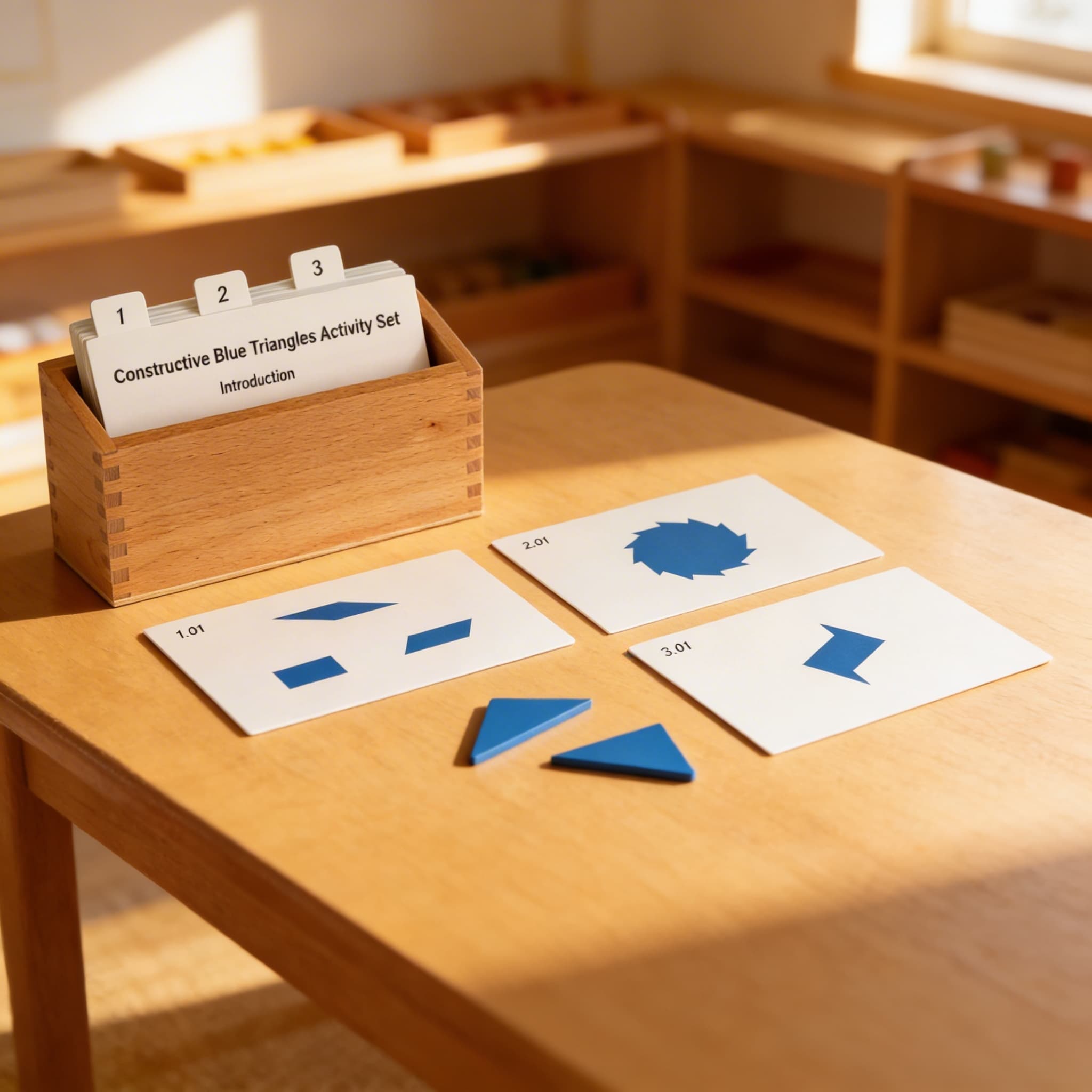 Aktivitätsset mit 12 identischen blauen Dreiecken — Im Einsatz