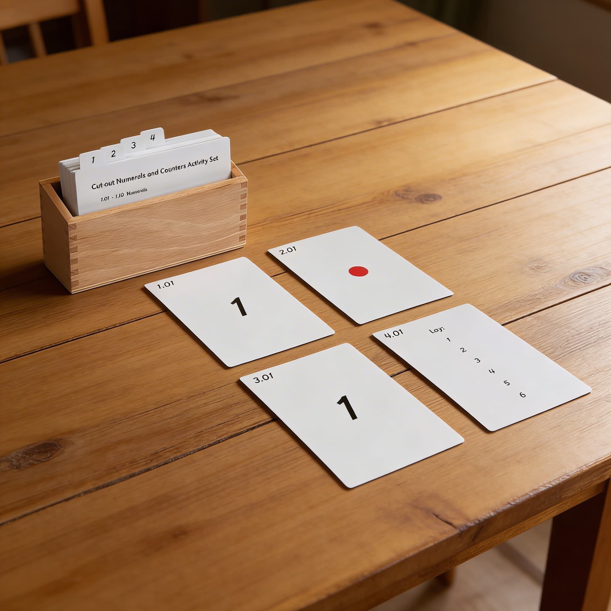 Sada aktivit s vyřezávanými číslicemi a počítadly — Detailní pohled