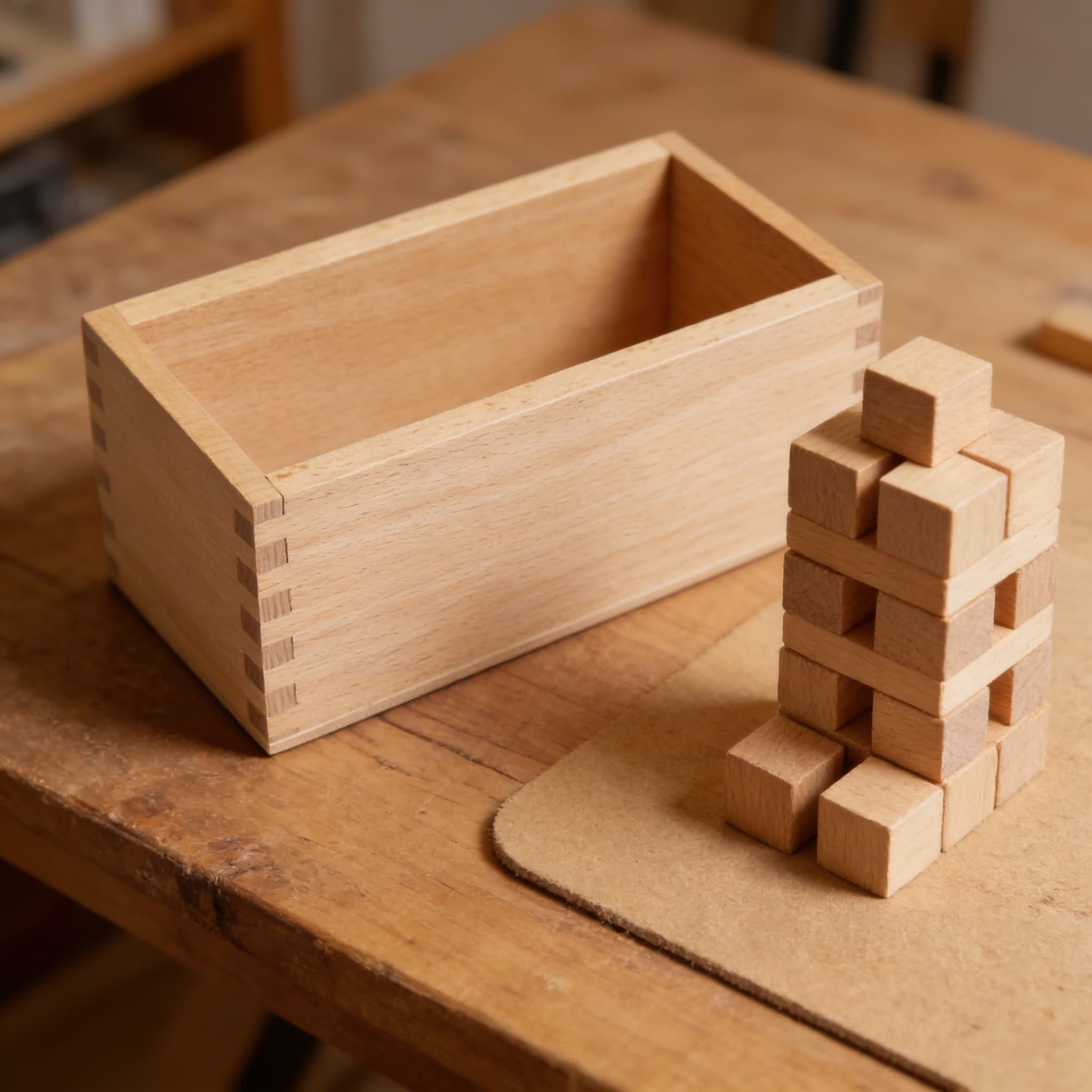 Aufgabenkarten Aufbewahrungsbox A5 — Mittlere Holzorganizer — Detailansicht