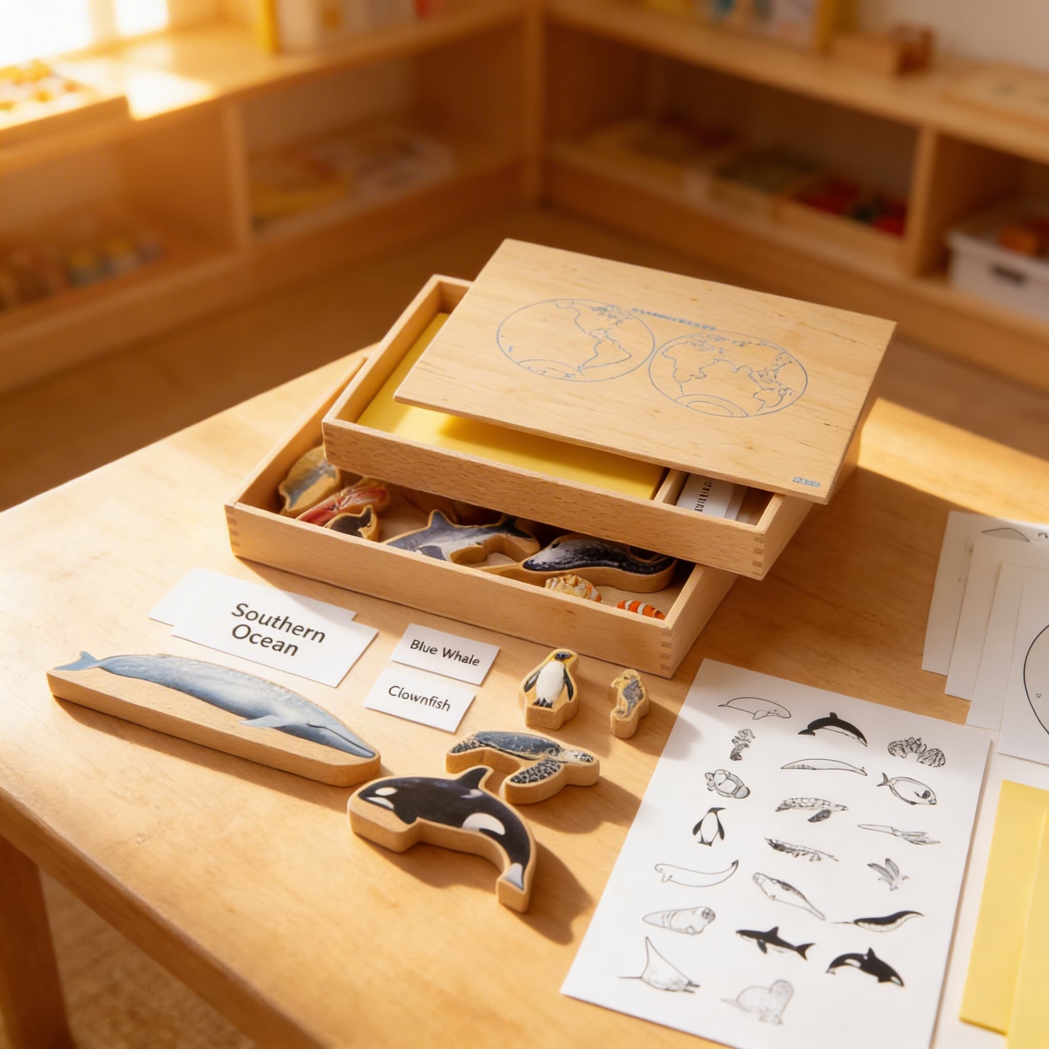 Meerestiere-Box — Klassifizierung und Wortschatz — Im Einsatz