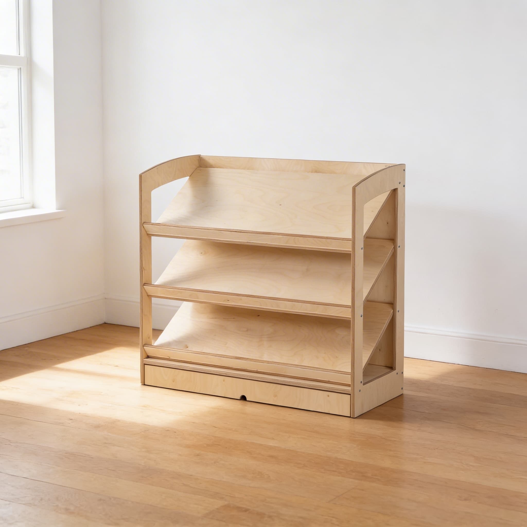 Otevřená knihovna — 93cm výška pro děti — Boční pohled