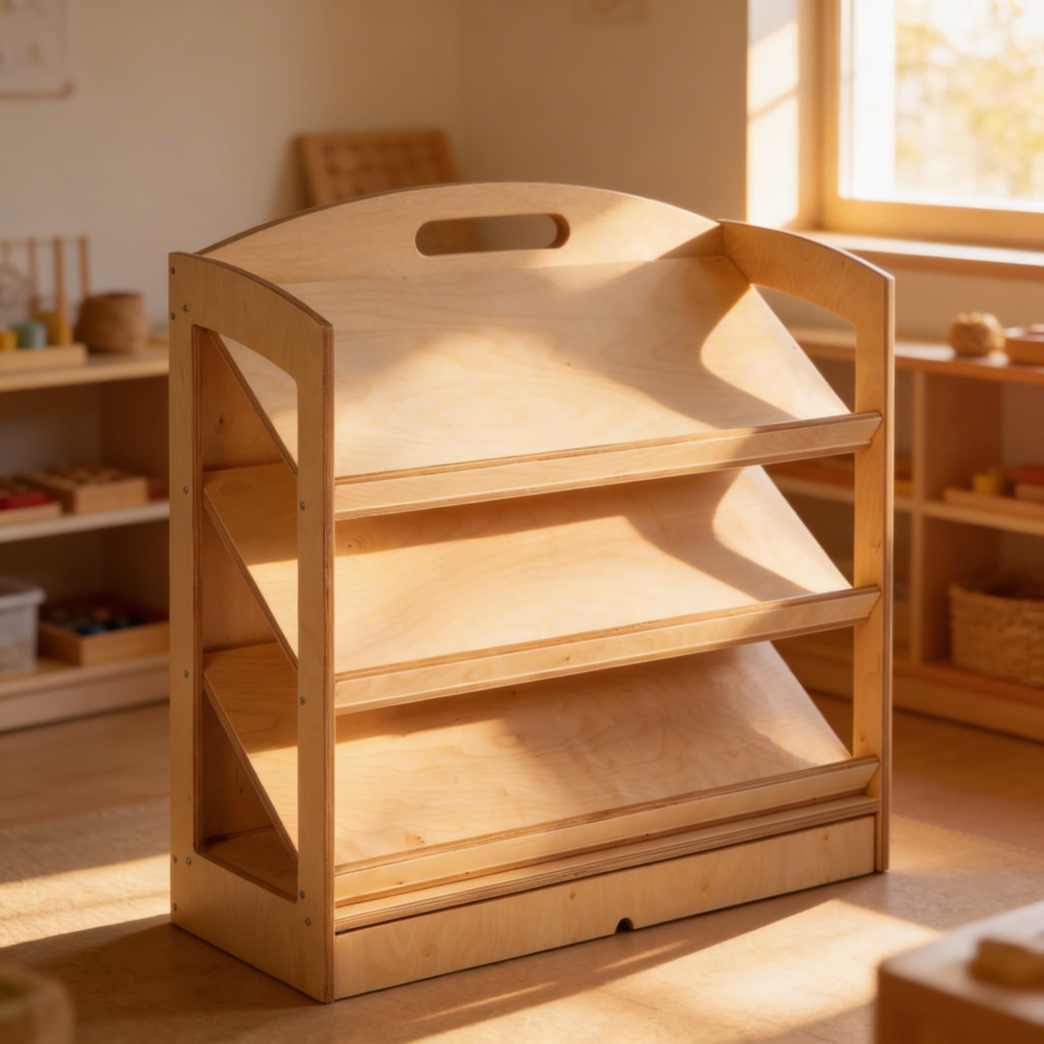 Otevřená knihovna — 93cm výška pro děti — Při použití