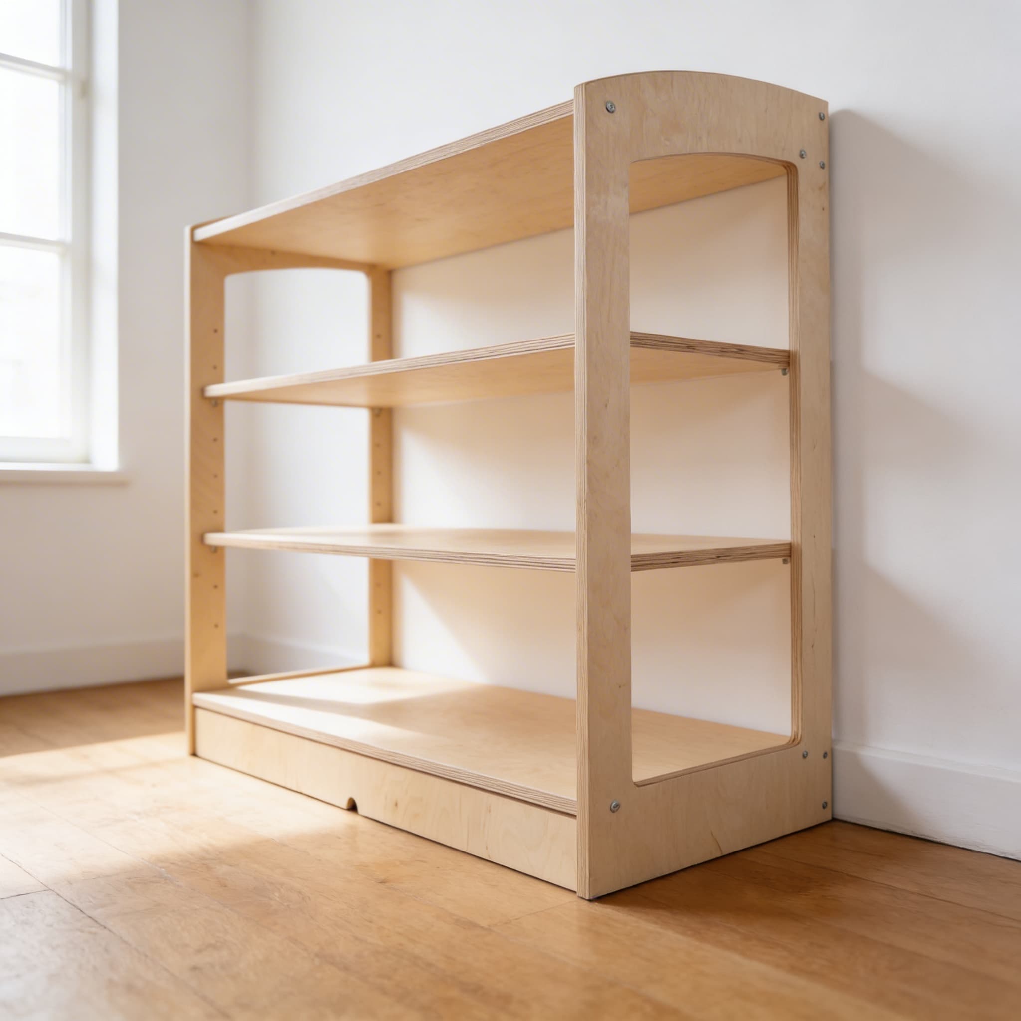 Materialschrank: Offene Rückseite (93 cm) — Seitenansicht