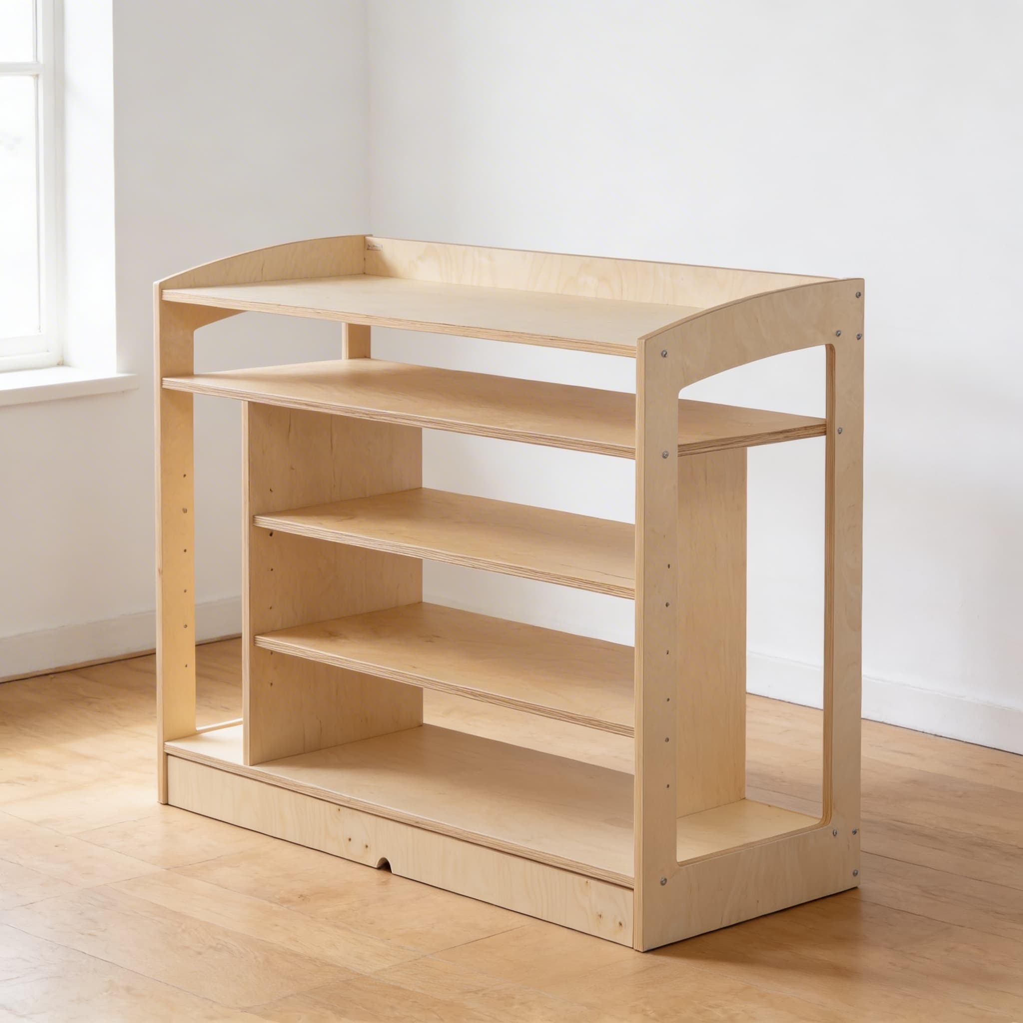 Sinnesmaterialschrank: Offene Rückseite (93 cm) — Seitenansicht