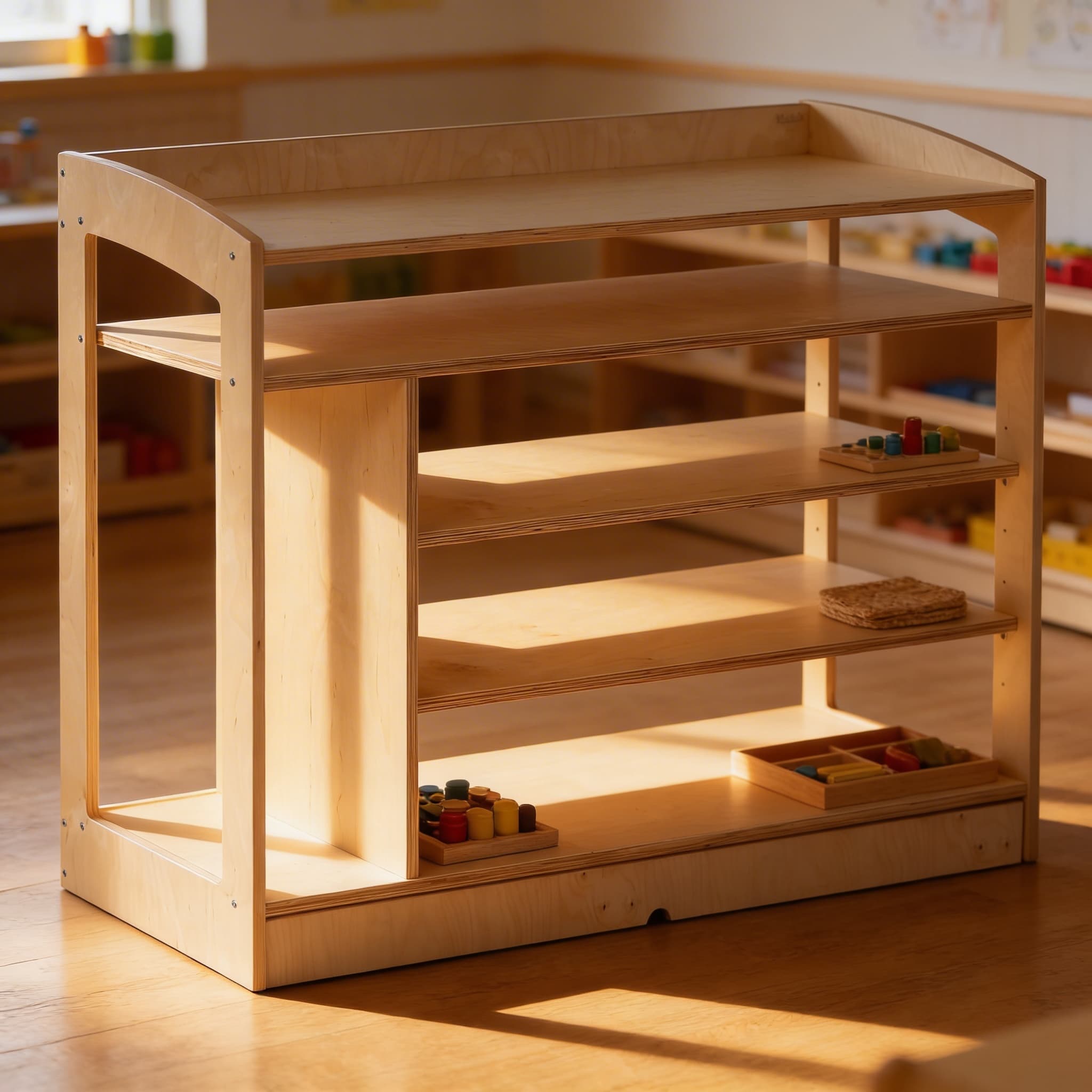 Sinnesmaterialschrank: Offene Rückseite (93 cm) — Detailansicht