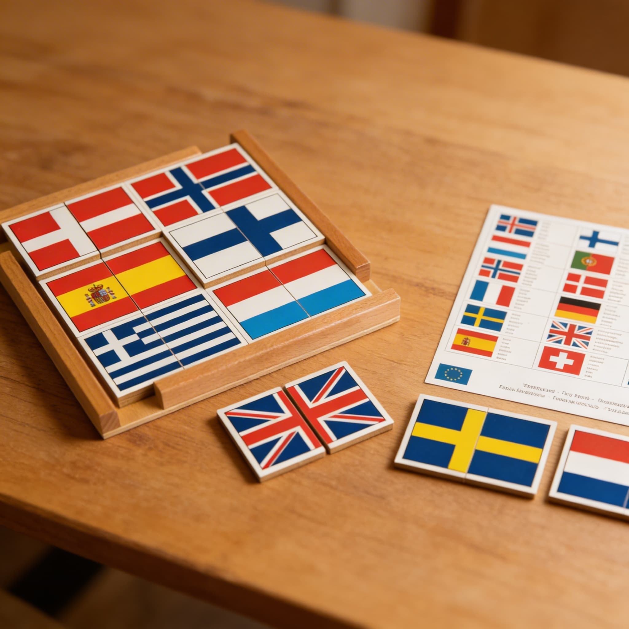 Puzzle vlajek Evropy — Detailní pohled