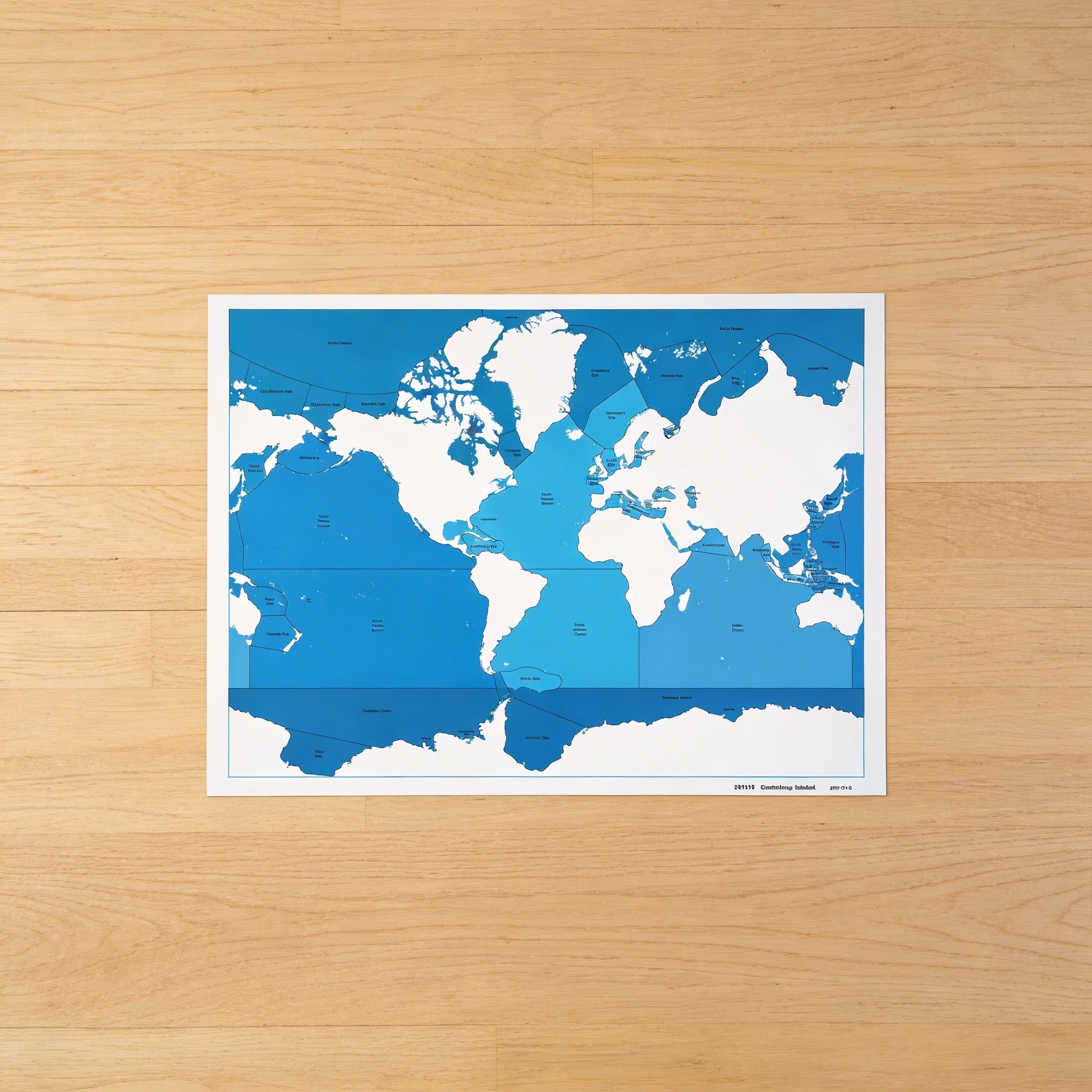 Kontrolní mapa moří a oceánů: s popisky — Boční pohled