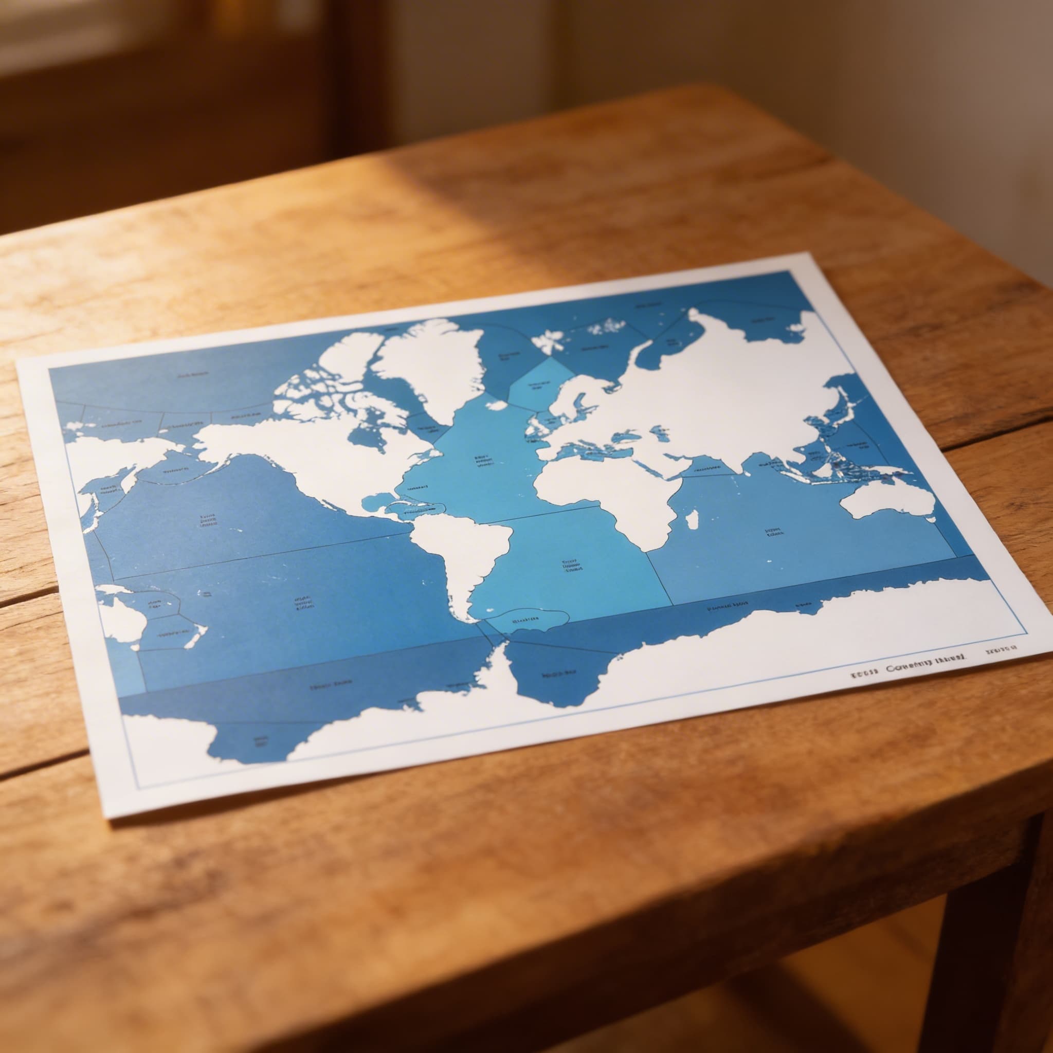 Kontrolní mapa moří a oceánů: s popisky — Detailní pohled