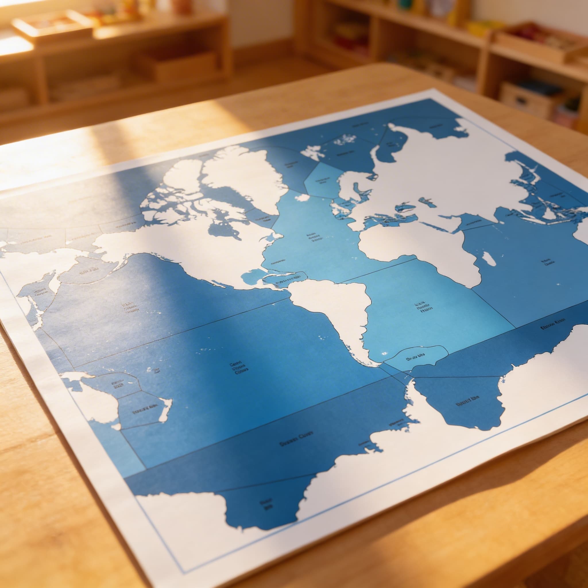 Kontrolní mapa moří a oceánů: s popisky — Při použití