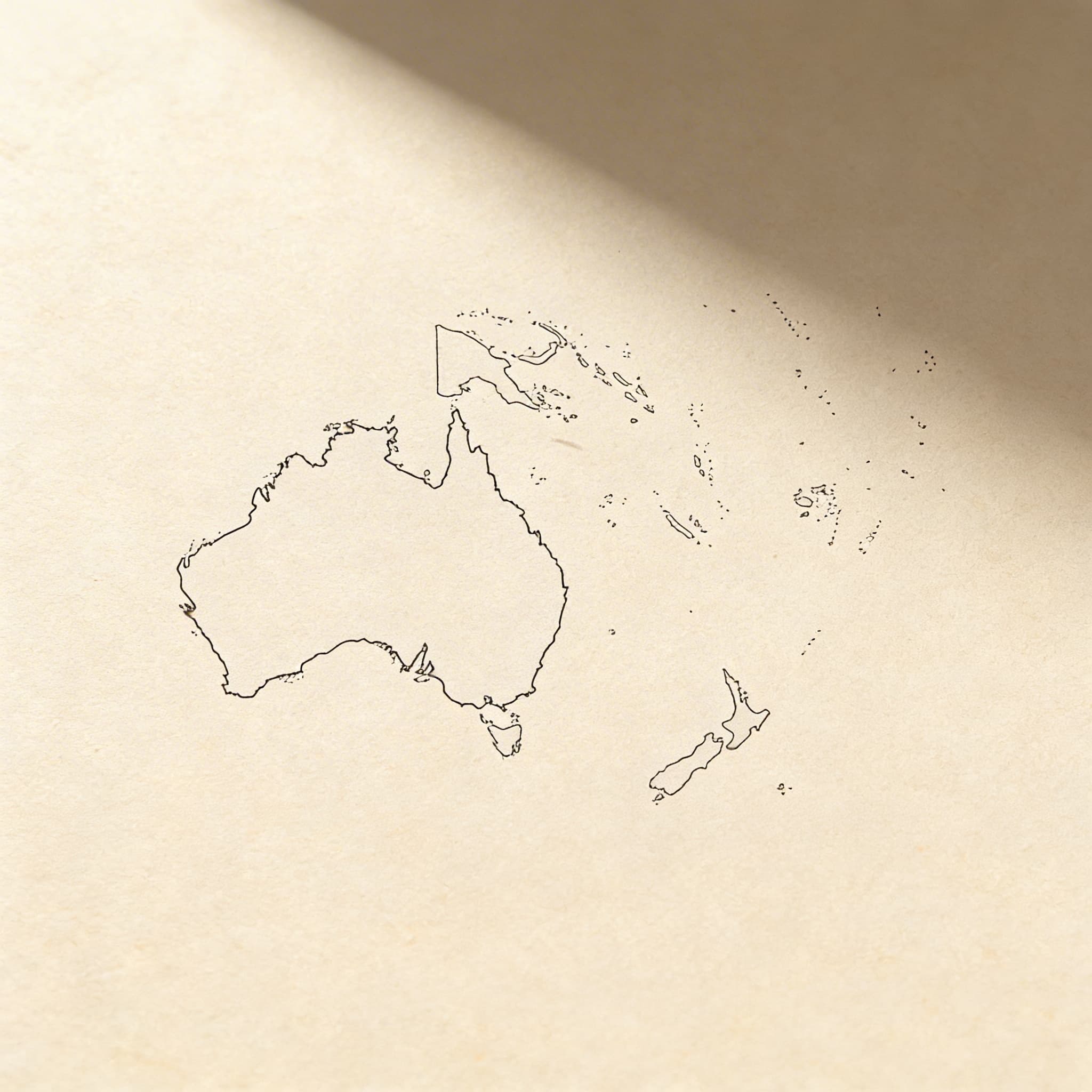 Austrálie: Obrysové mapy — Balení 50 ks — Boční pohled