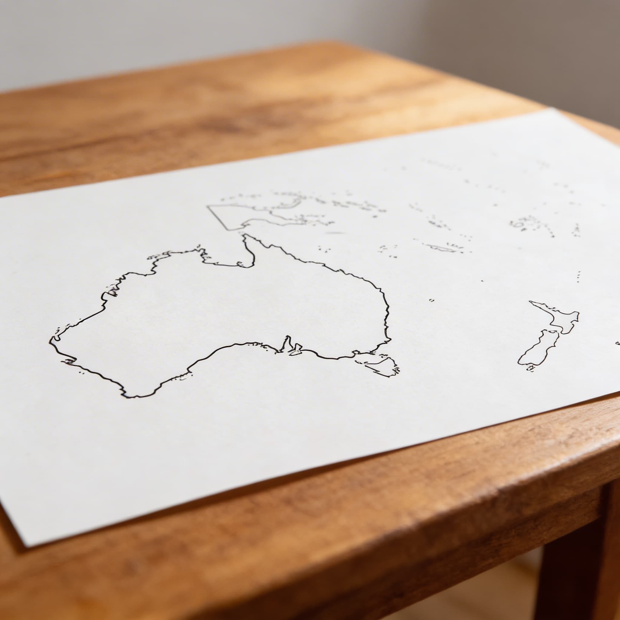 Austrálie: Obrysové mapy — Balení 50 ks — Detailní pohled