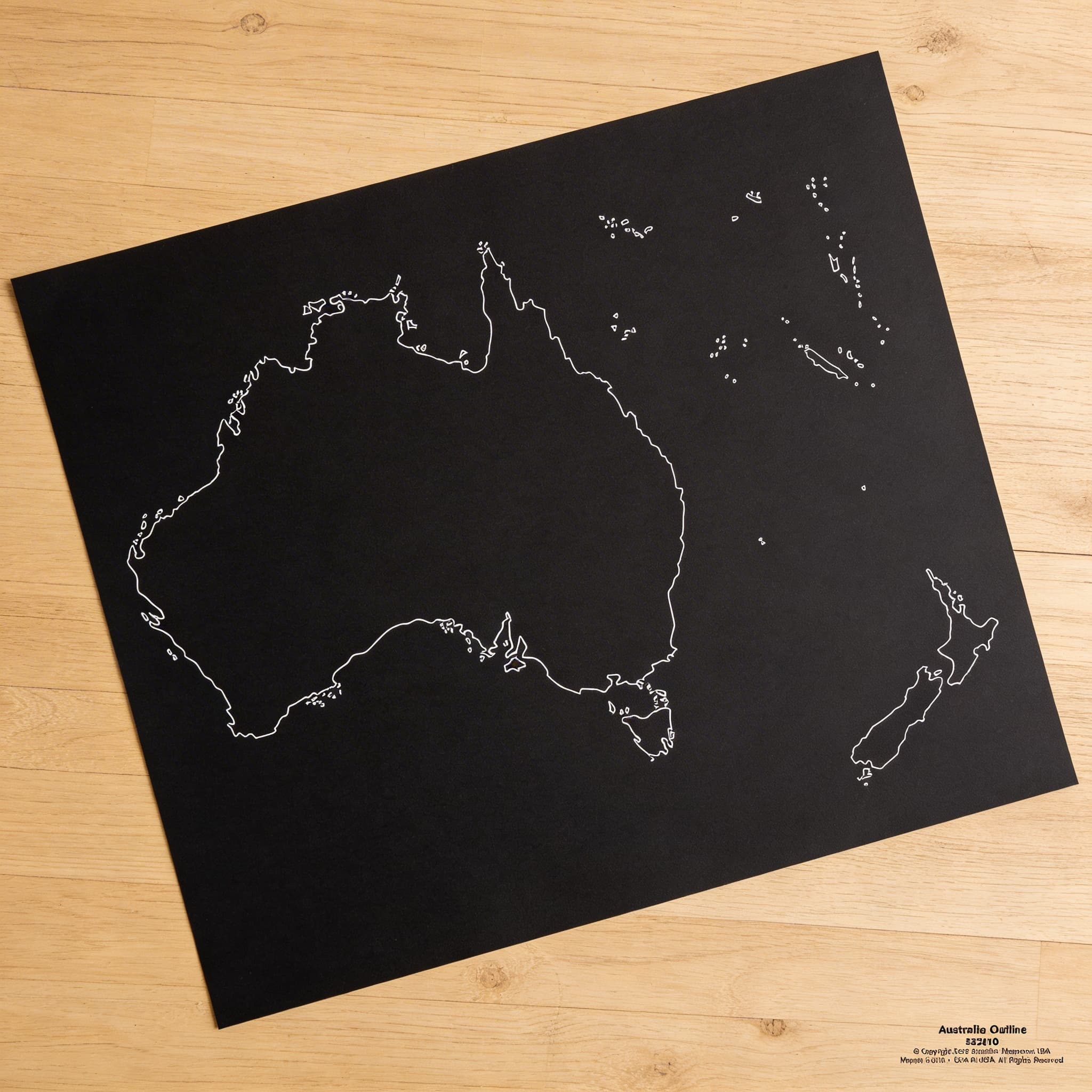 Austrália: Obrysová mapa — Označená kontrolná — Bočný pohľad