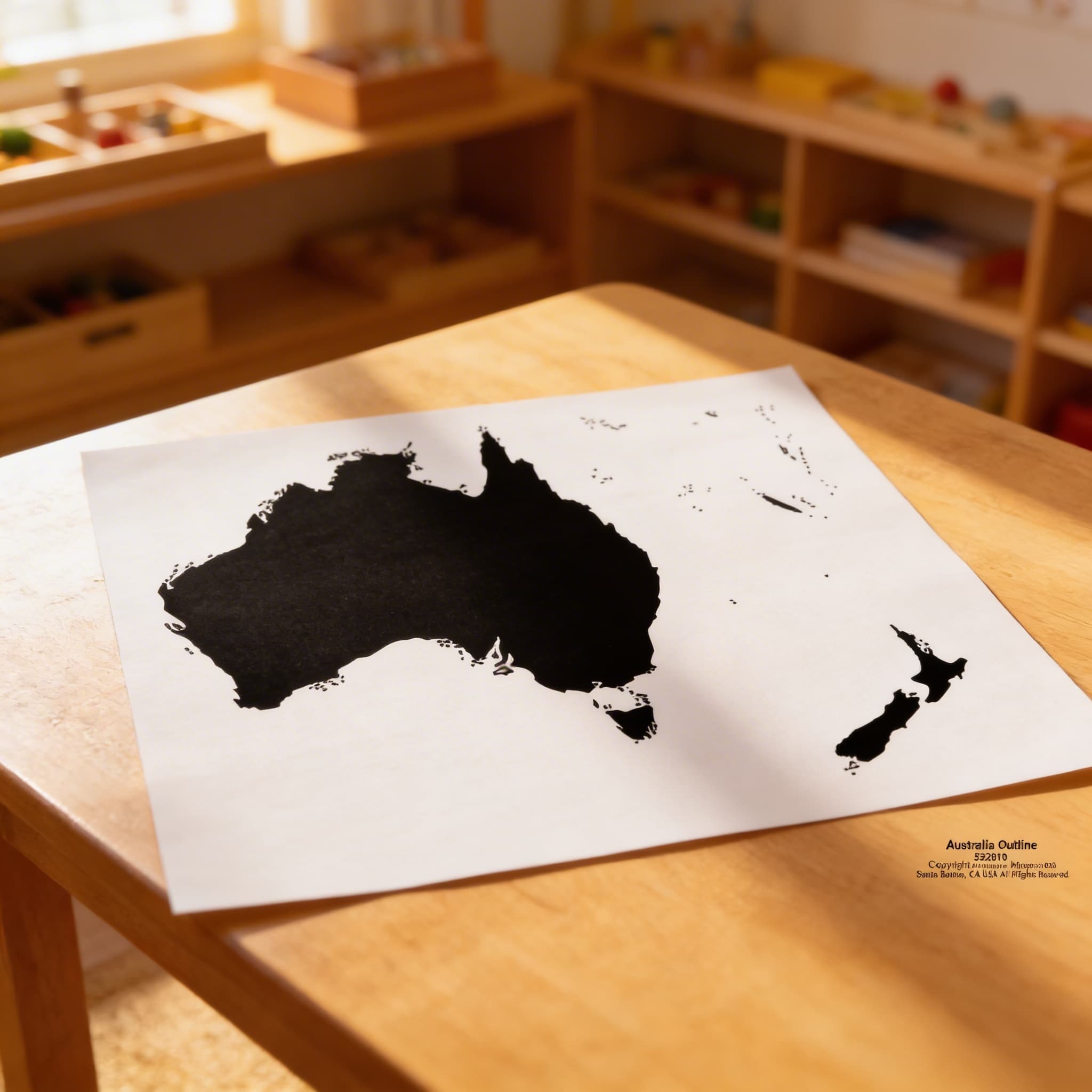 Austrália: Obrysová mapa — Označená kontrolná — Pri použití