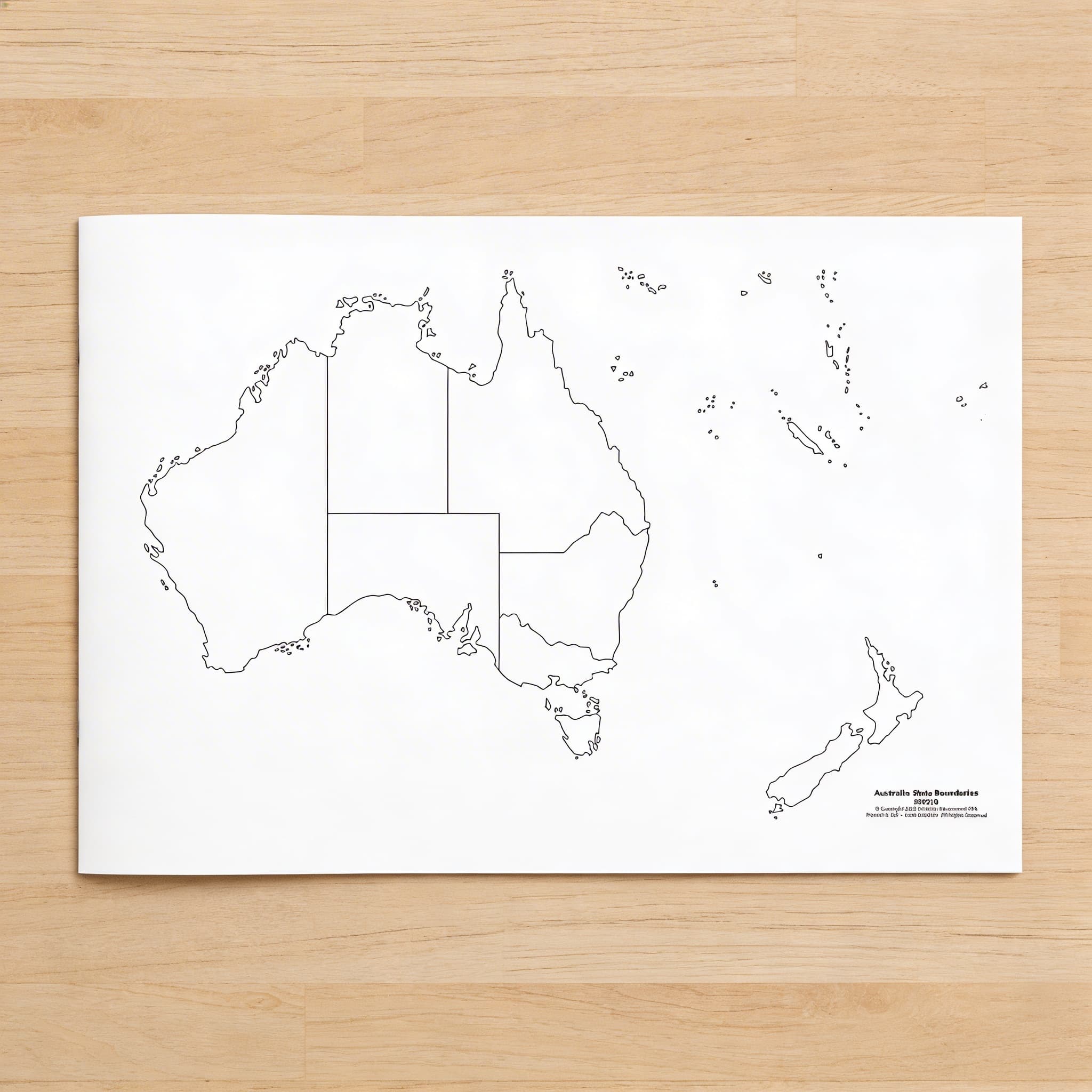 Austrálie: Mapa státních hranic — Označená kontrolní — Boční pohled