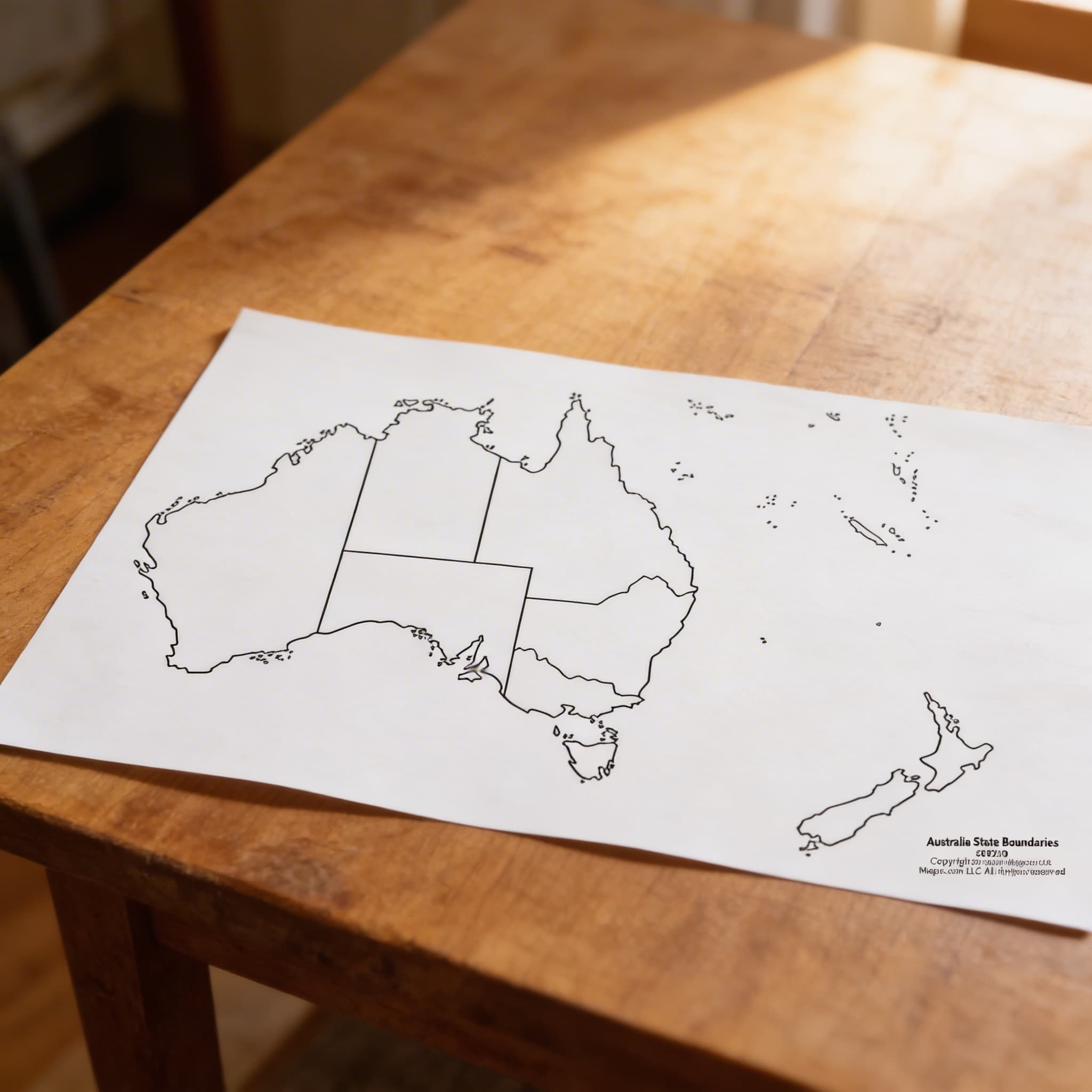 Austrálie: Mapa státních hranic — Označená kontrolní — Detailní pohled