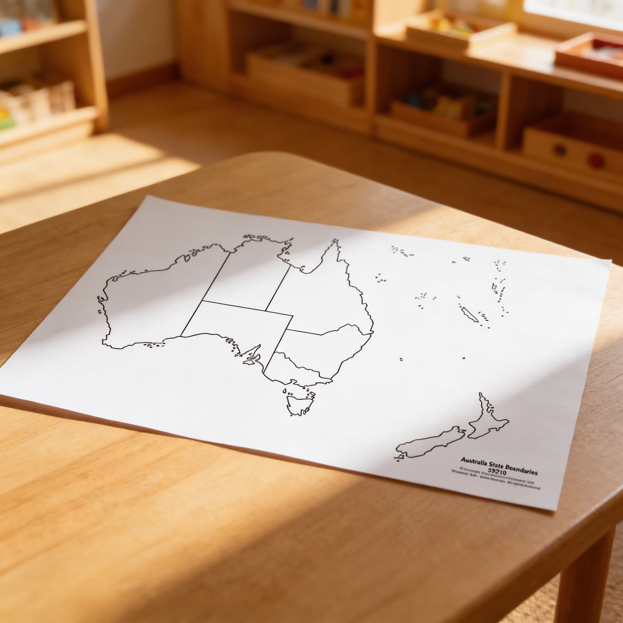 Austrálie: Mapa státních hranic — Označená kontrolní — Při použití