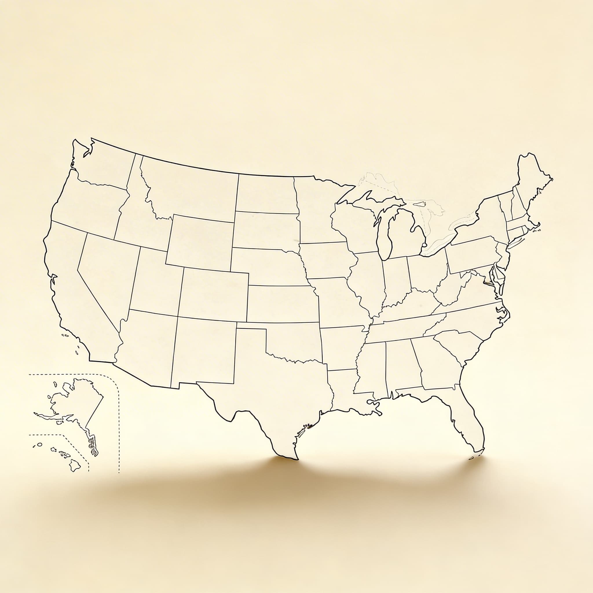 Vereinigte Staaten: Bundesstaatsgrenzen (50)