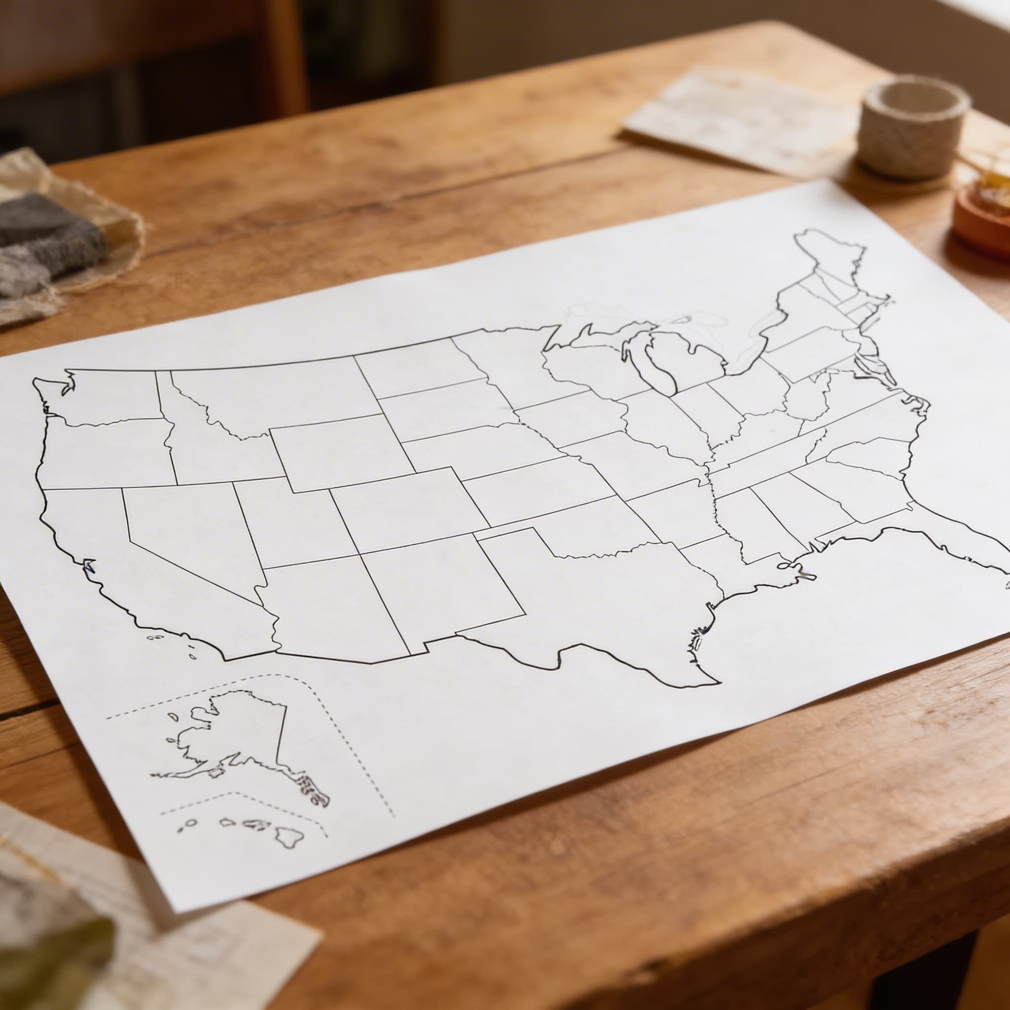 Vereinigte Staaten: Bundesstaatsgrenzen (50) — Ansicht 3