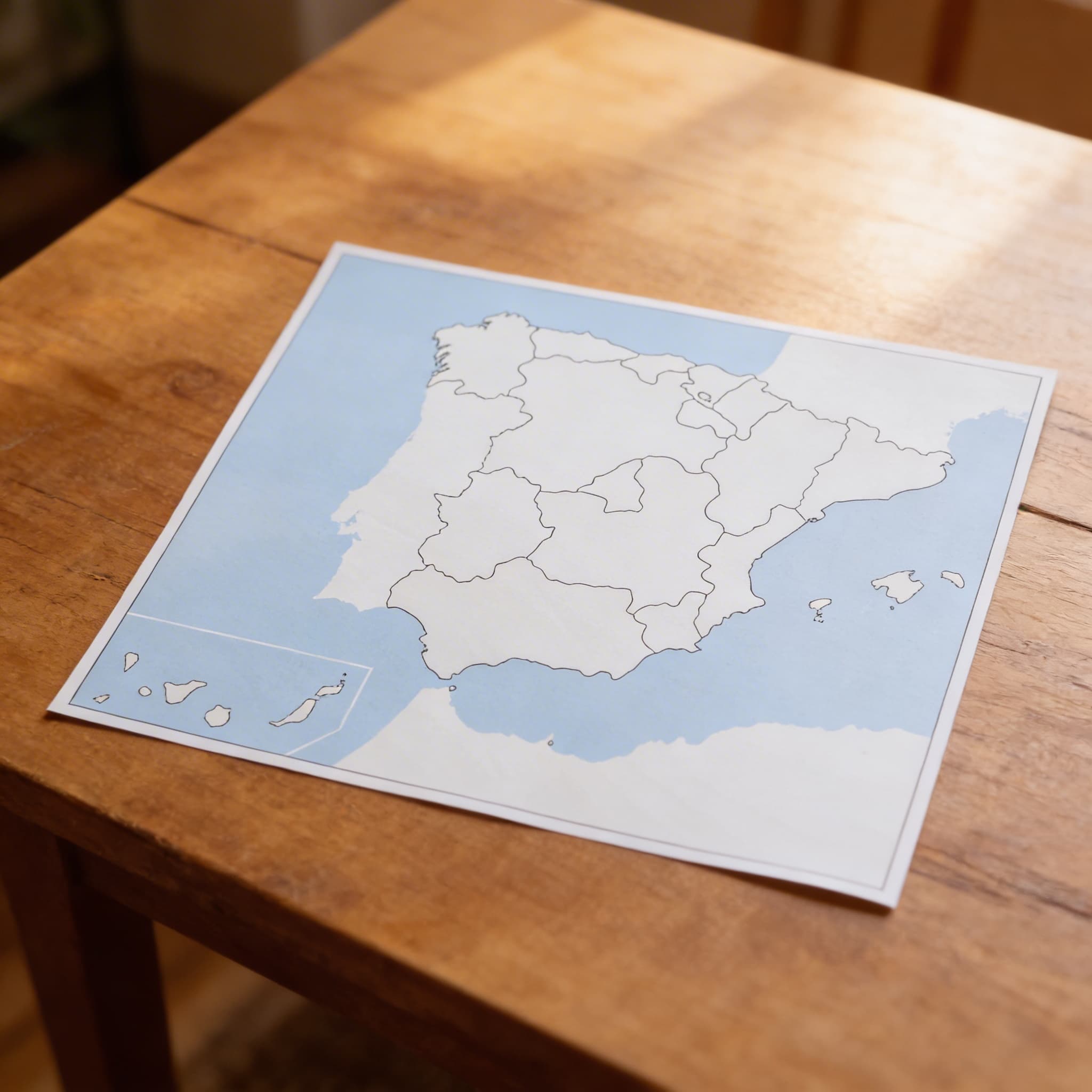 Kontrolní mapa Španělska: bez popisků — Detailní pohled