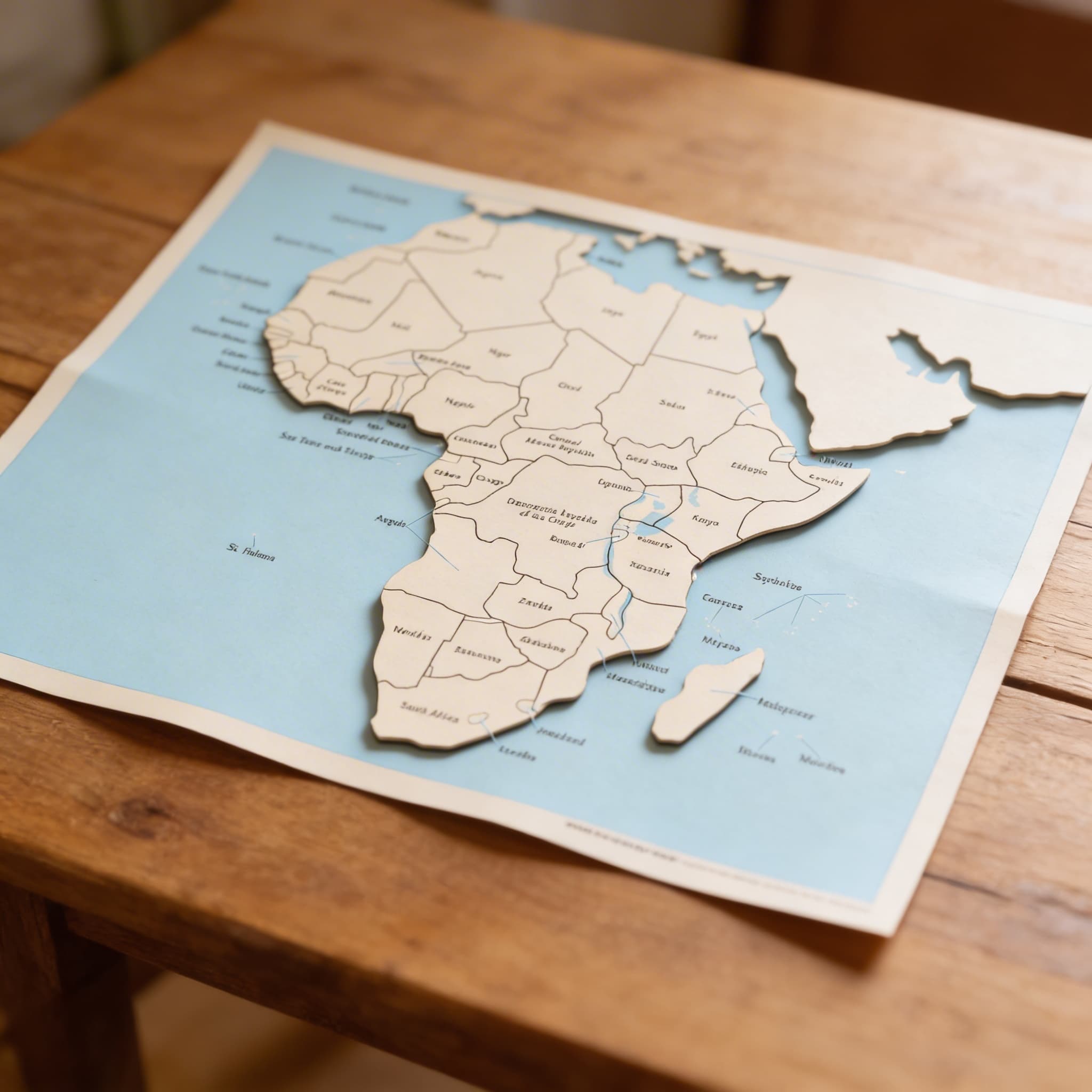 Kontrolní mapa Afriky: s popisky — Detailní pohled