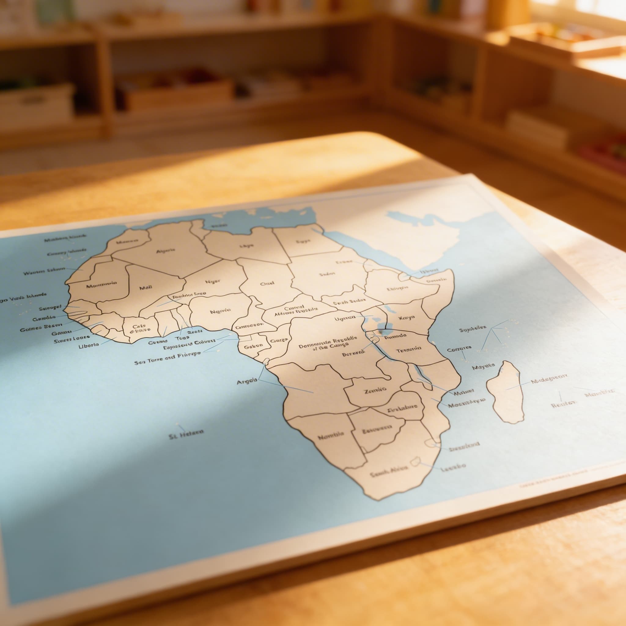 Kontrolní mapa Afriky: s popisky — Při použití