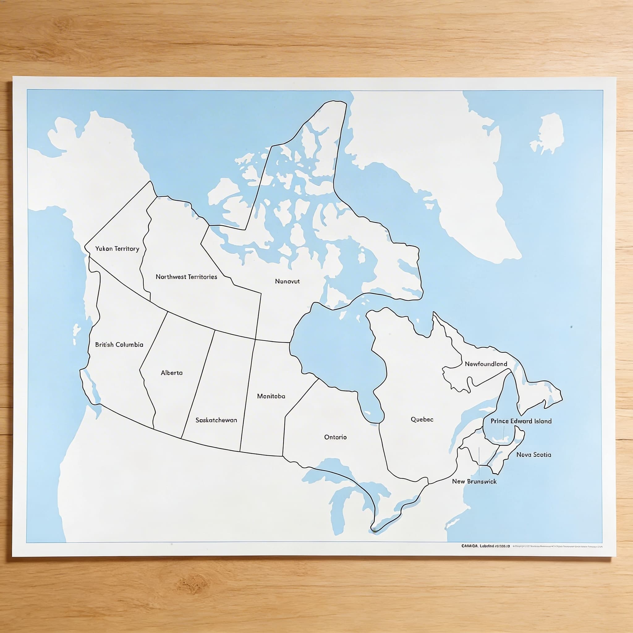 Kontrolní mapa Kanady: s popisky — Boční pohled