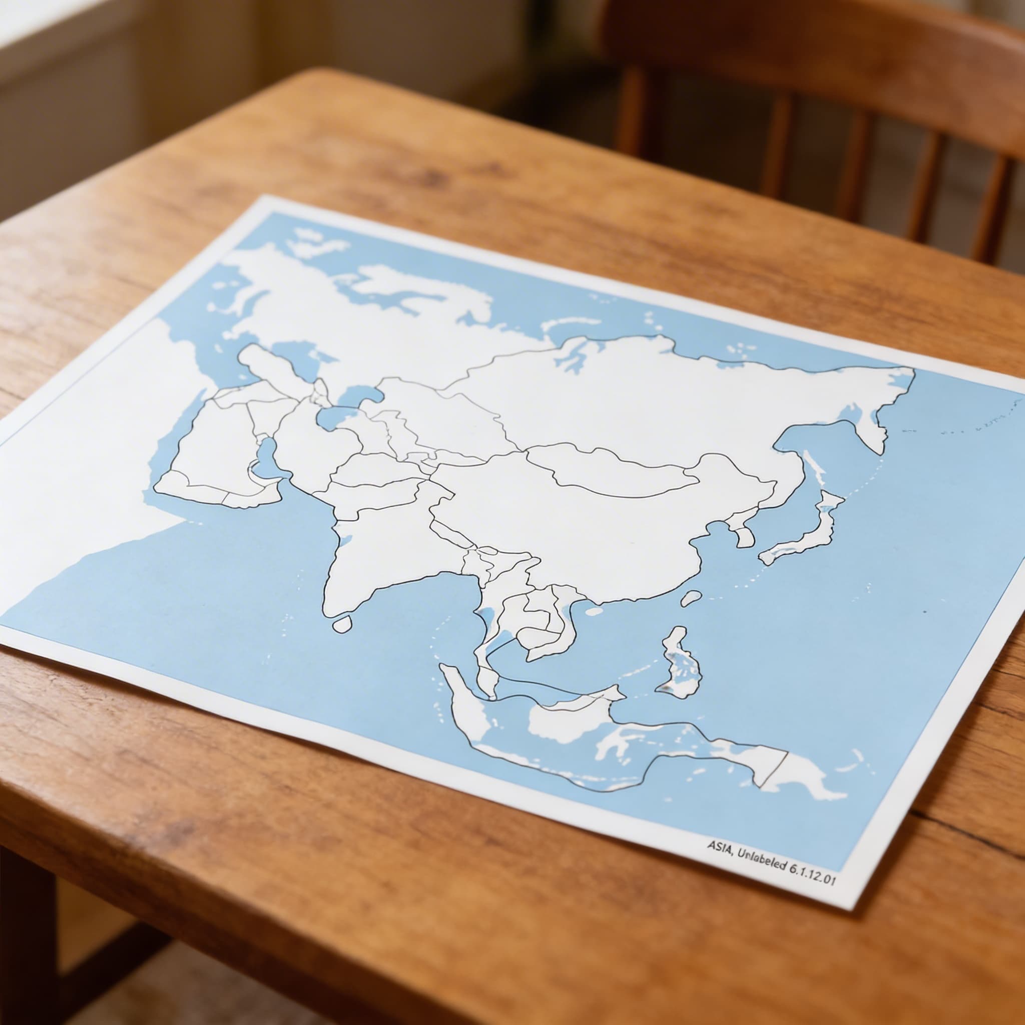 Kontrolní mapa Asie: bez popisků — Detailní pohled