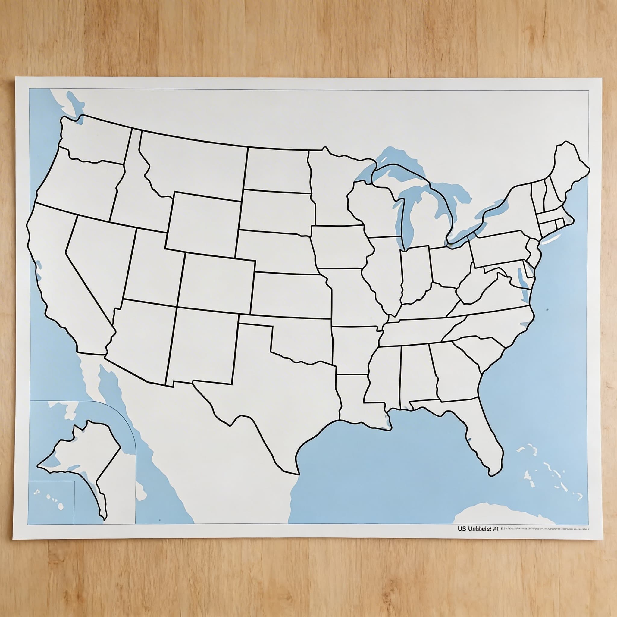 Kontrolná mapa Spojených štátov: bez popisov — Bočný pohľad