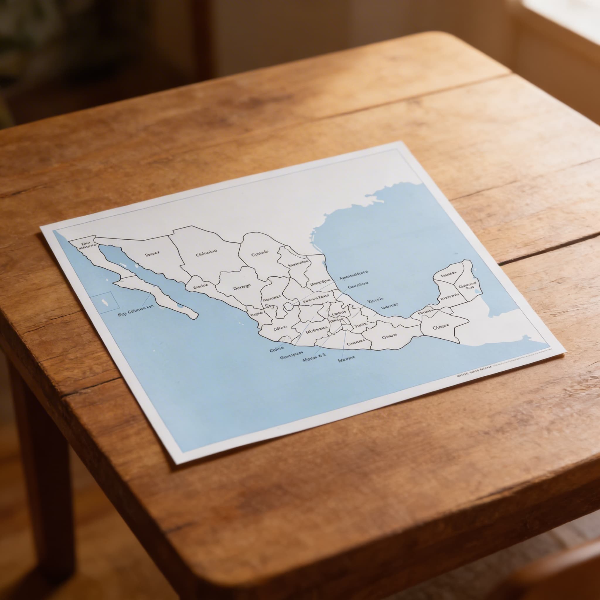 Kontrolná mapa Mexika: s popismi — Detailný pohľad