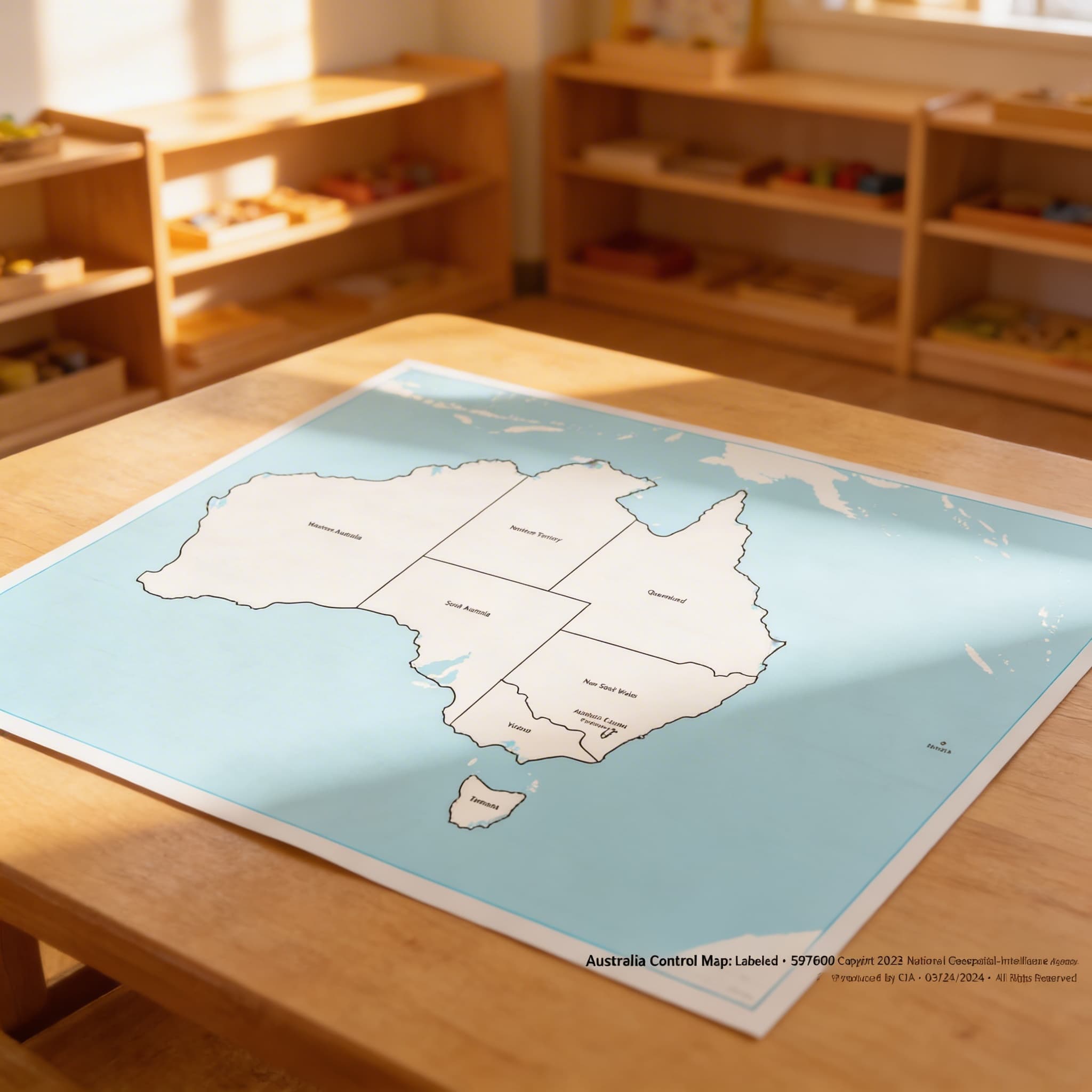 Kontrolní mapa Austrálie: s popisky — Při použití