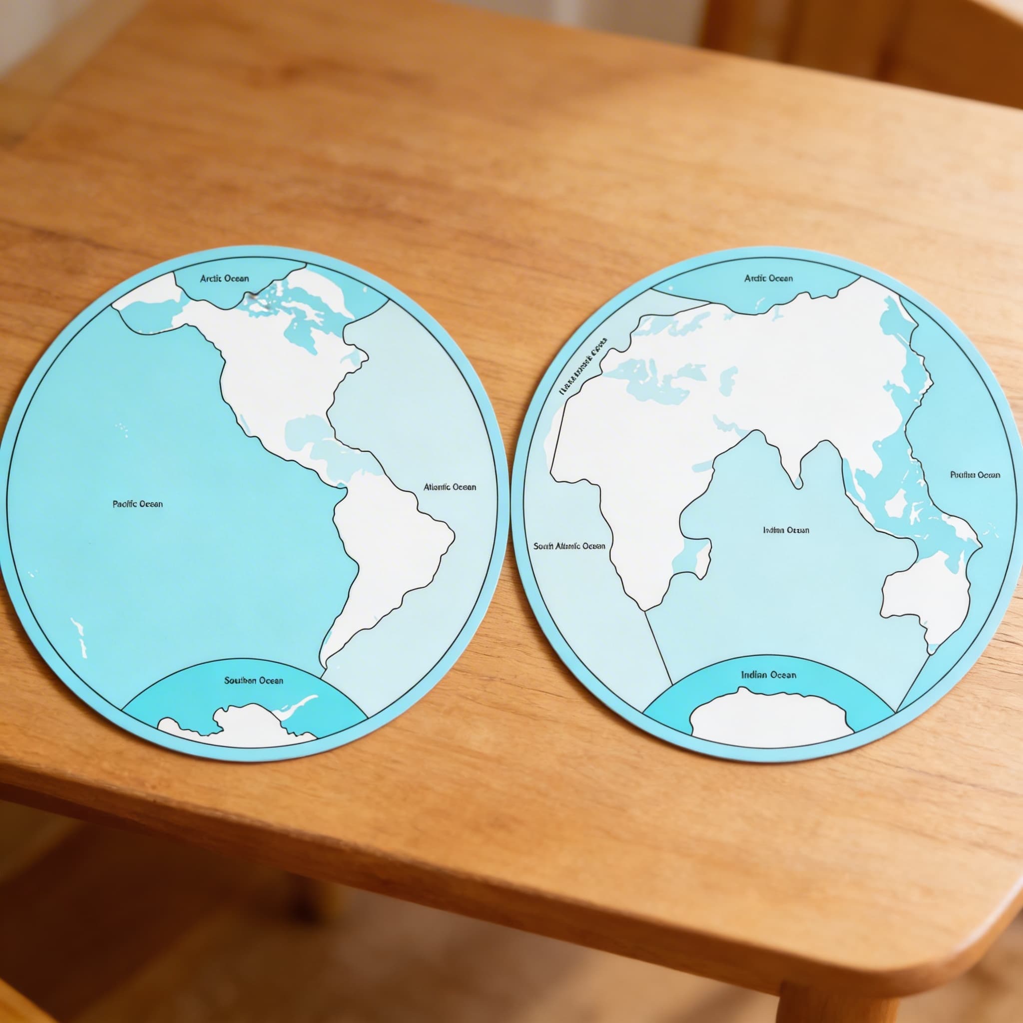 Kontrolní mapa oceánů: s popisky — Detailní pohled