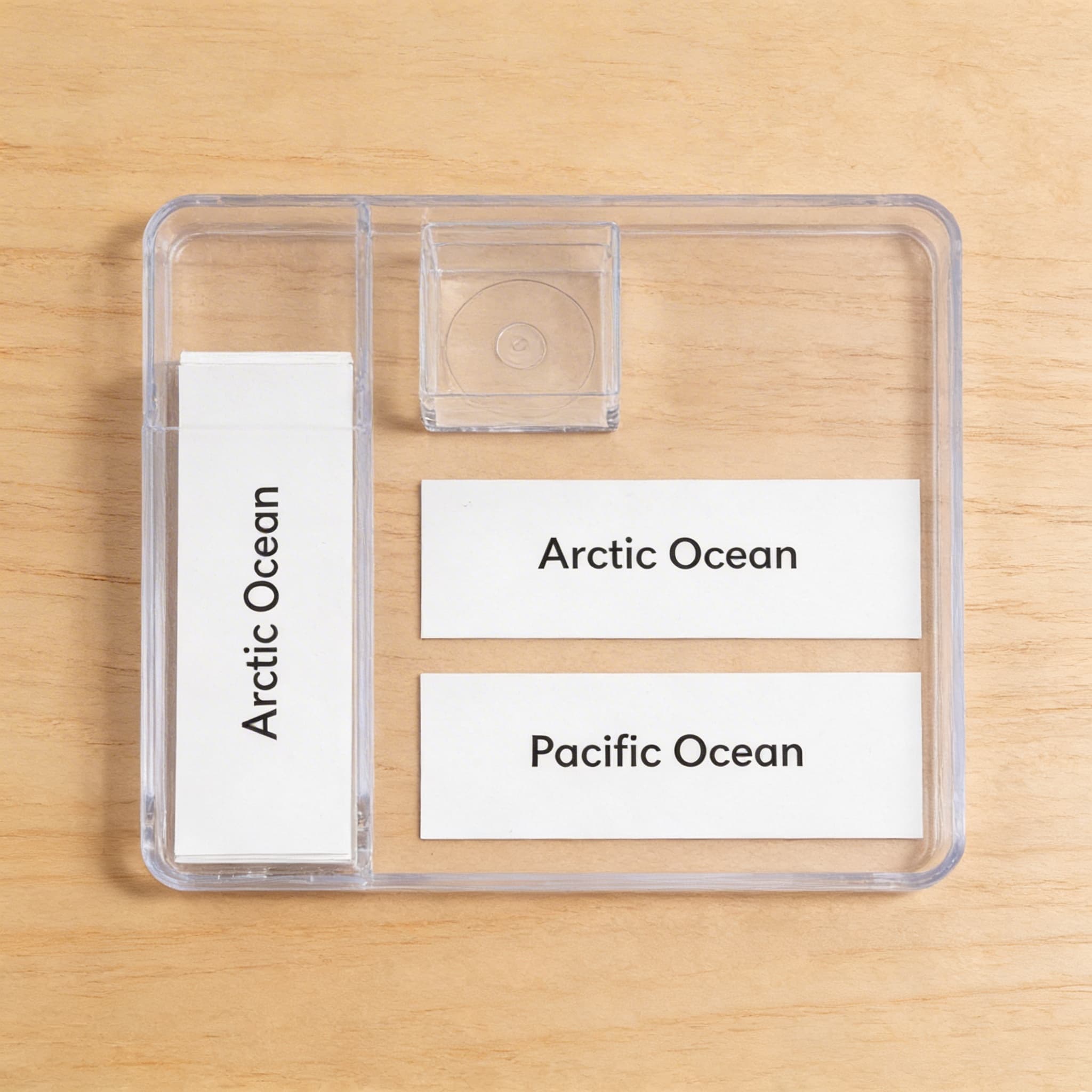 Oceány: Popisky — Příslušenství k puzzle mapám — Boční pohled