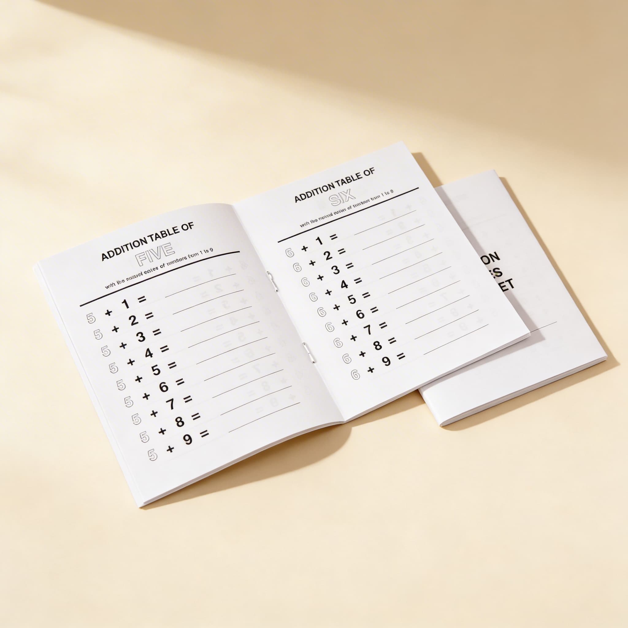 Sešit tabulek sčítání: 1 — Boční pohled
