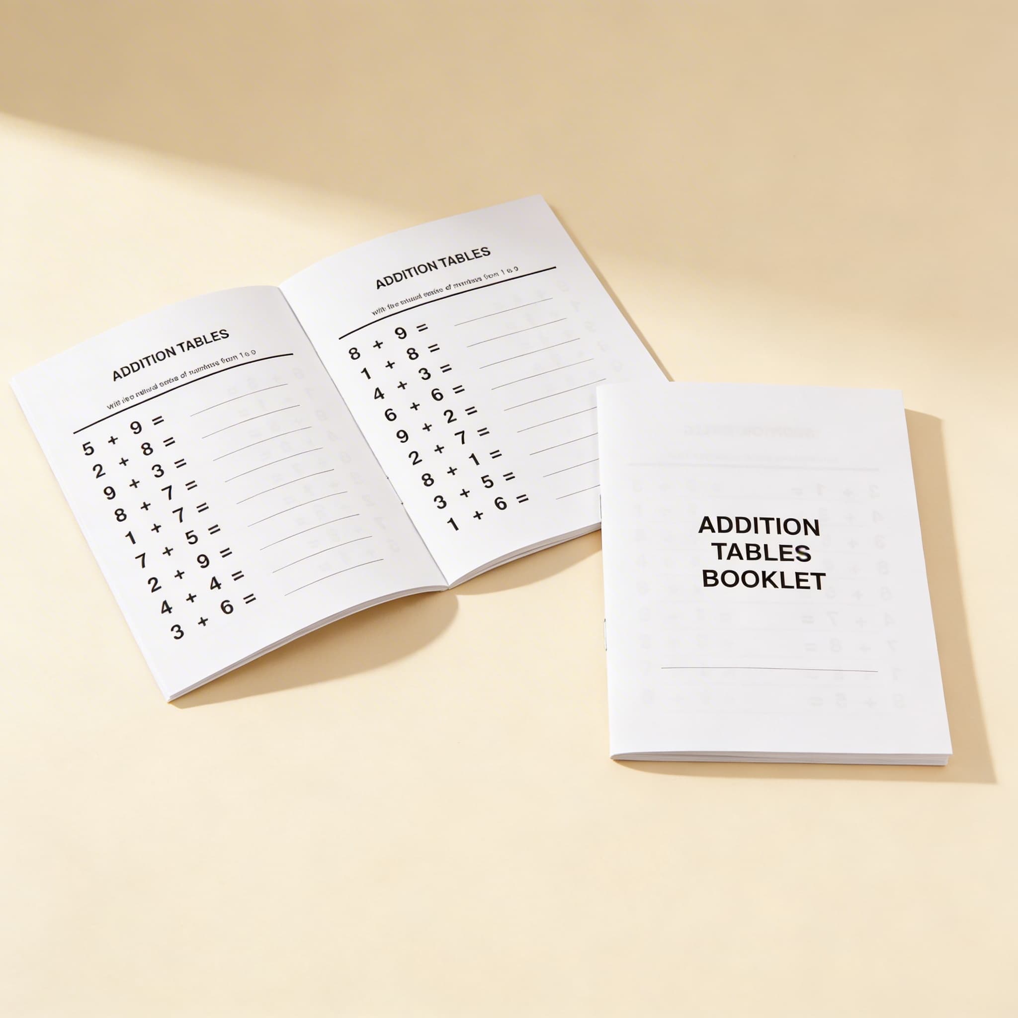 Sešit tabulek sčítání: 3 — Boční pohled