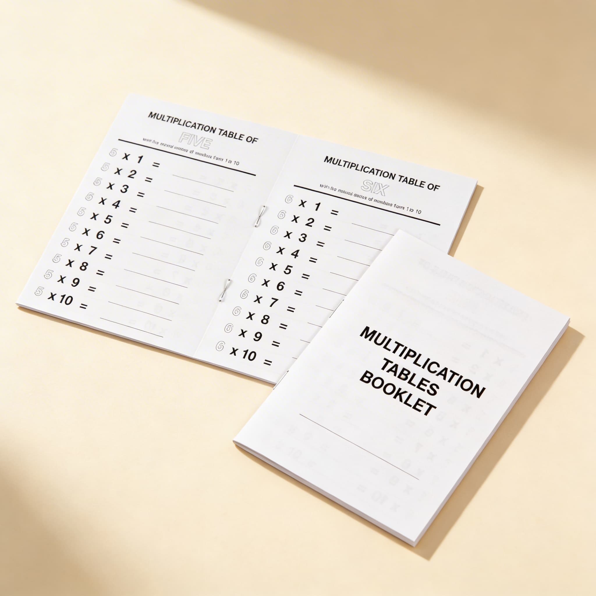 Zošit tabuľiek násobenia: 1 — Bočný pohľad