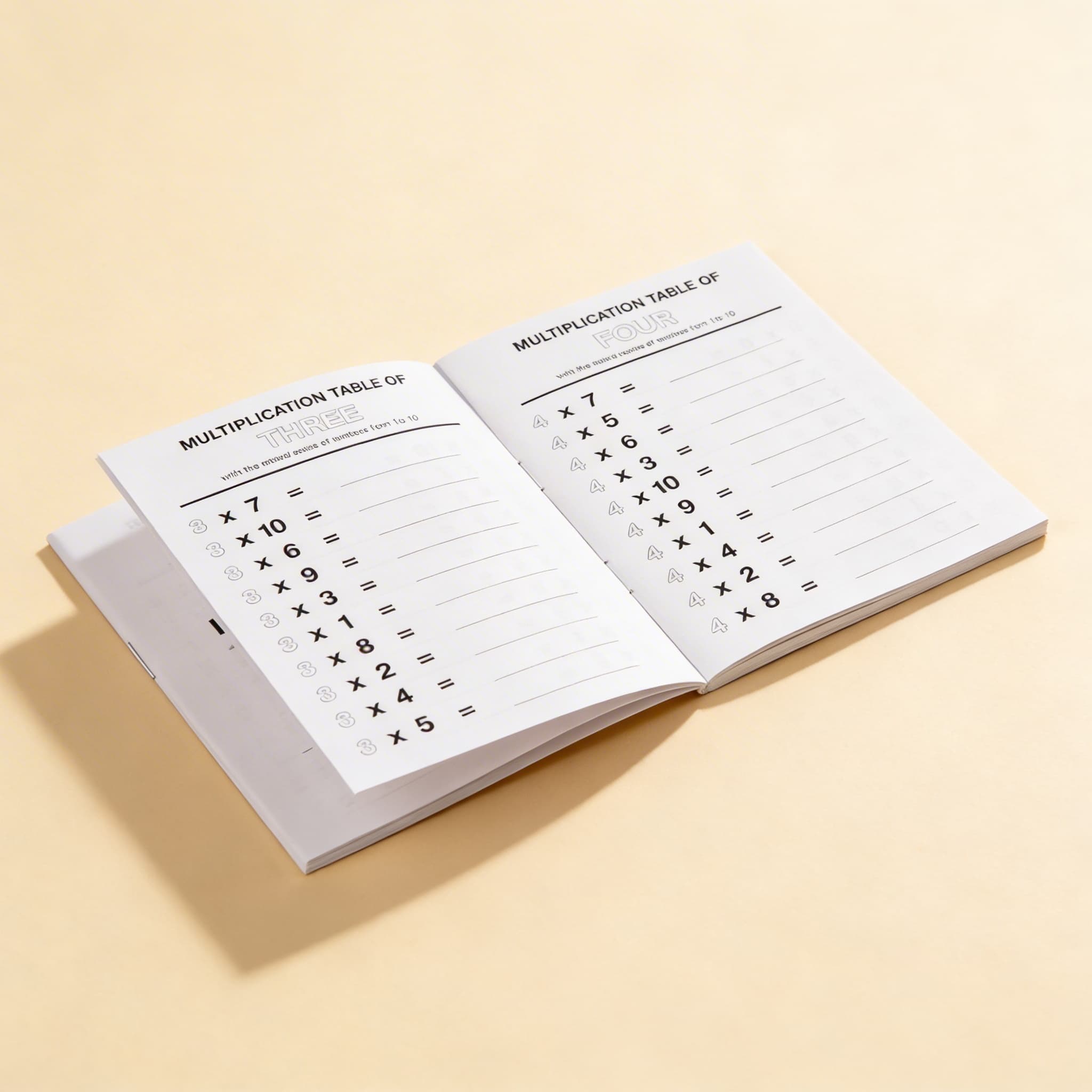 Sešit tabulek násobení: 2 — Boční pohled