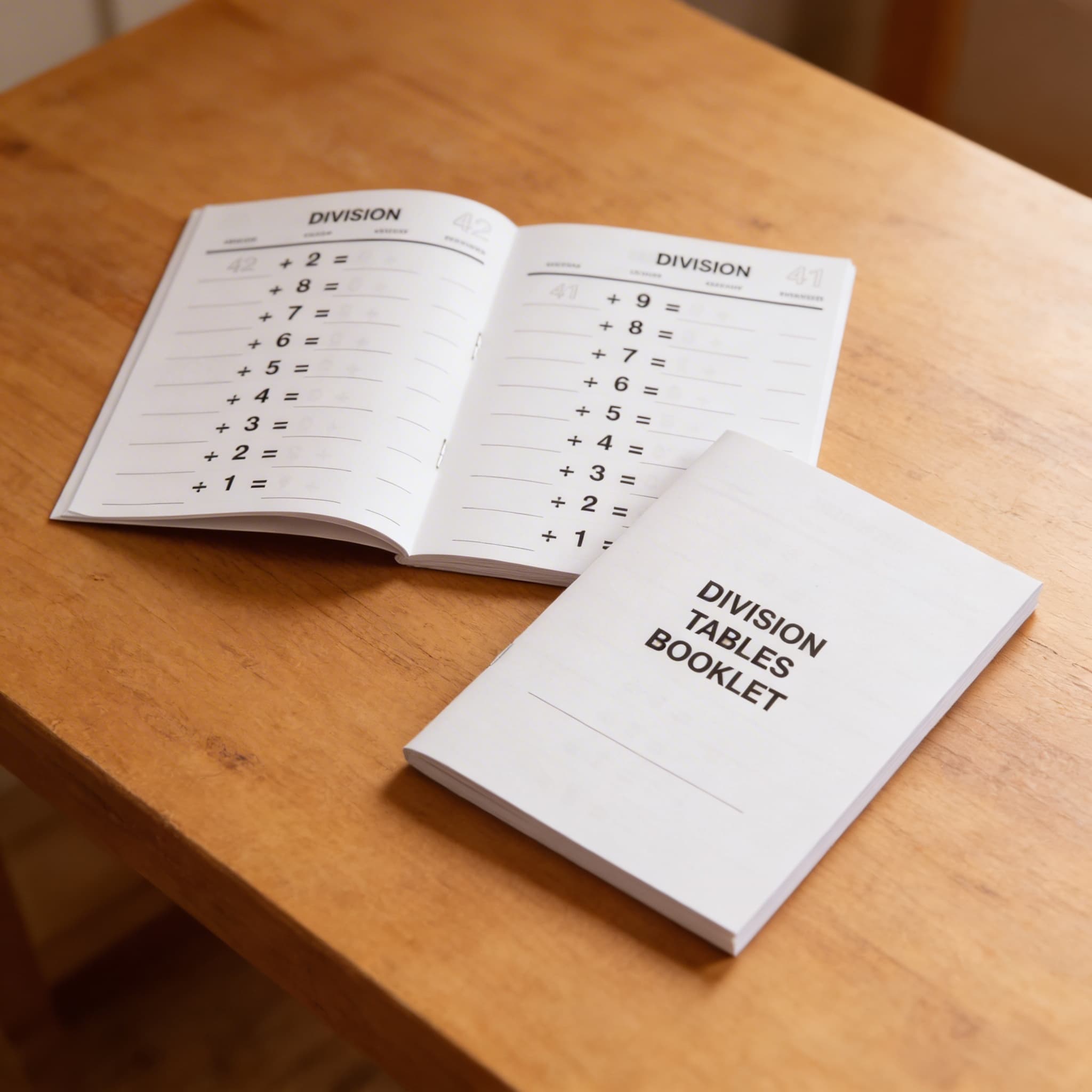 Sešity tabulek dělení — Detailní pohled