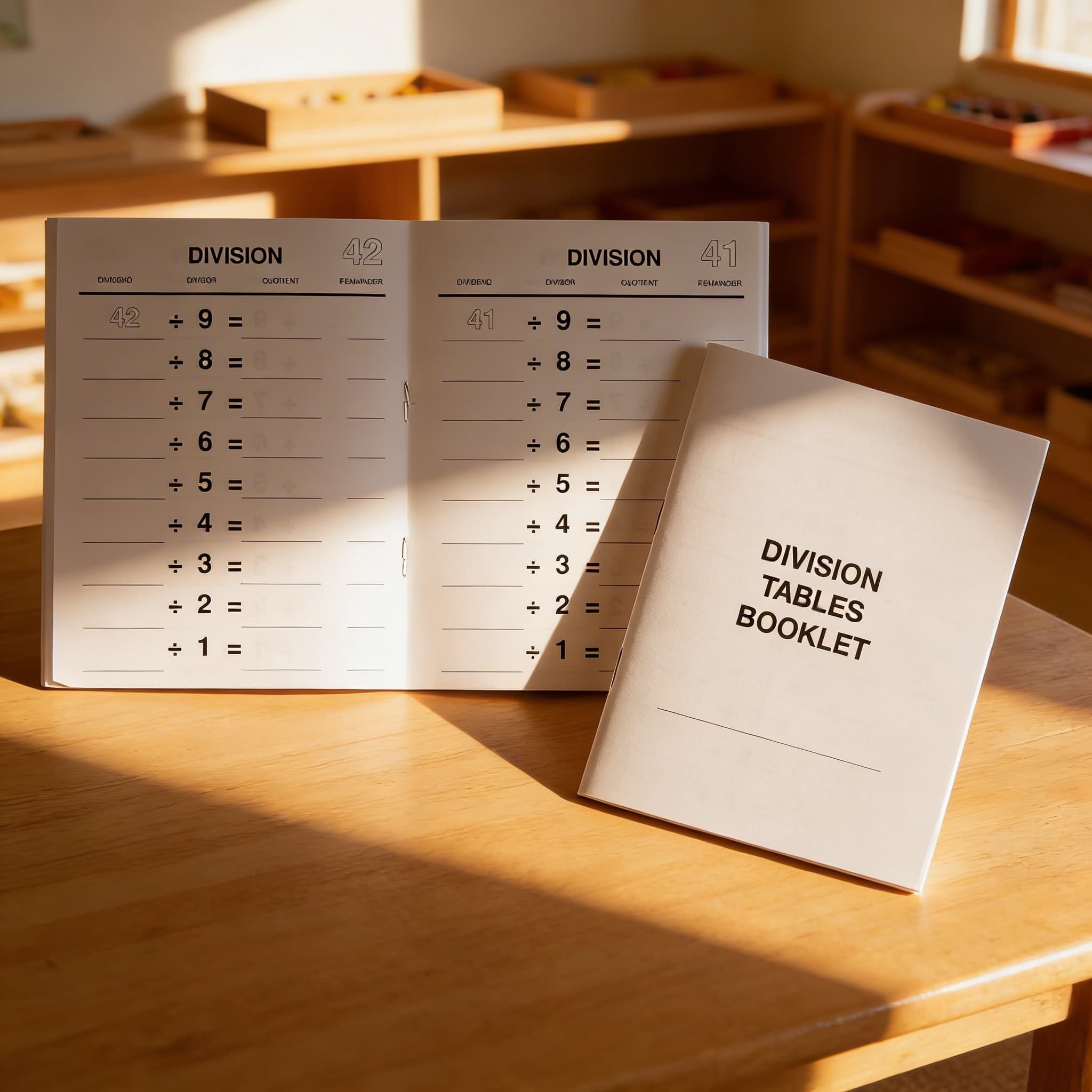 Sešity tabulek dělení — Při použití