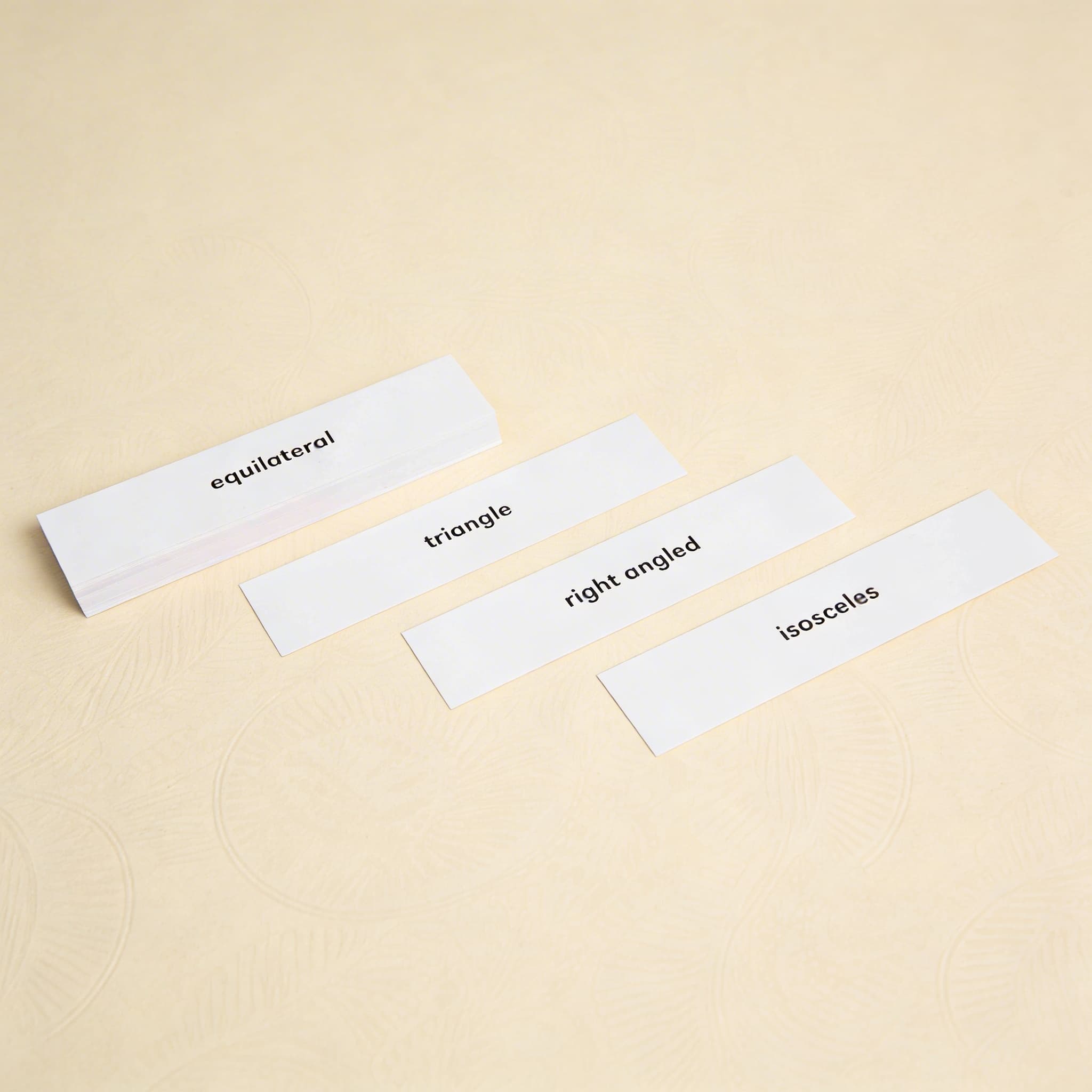 Pokročilé štítky trojúhelníků — Kartičky názvů pro geometrii — Katalogový pohled