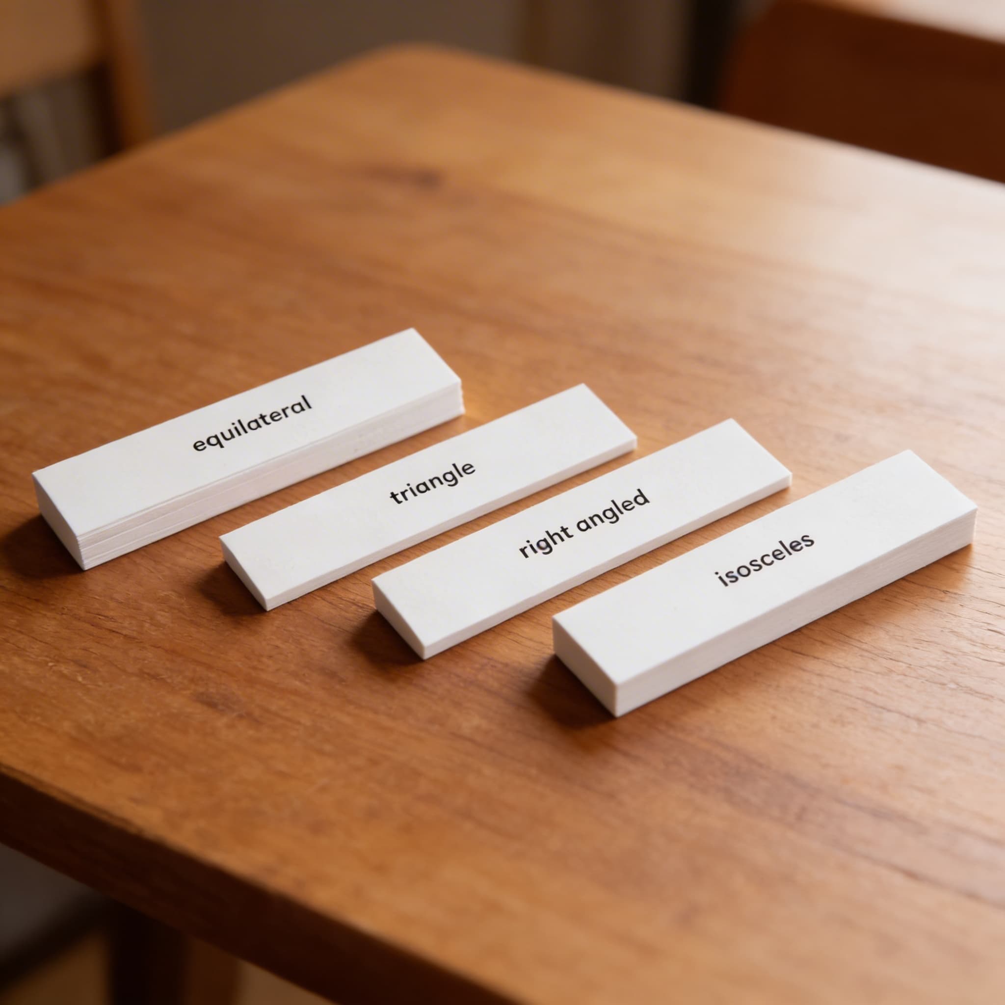 Pokročilé štítky trojúhelníků — Kartičky názvů pro geometrii — Detailní pohled