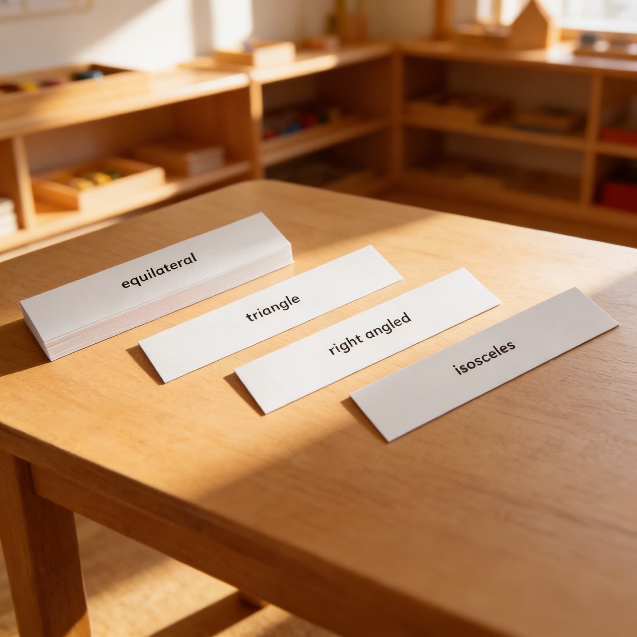 Pokročilé štítky trojúhelníků — Kartičky názvů pro geometrii — Při použití