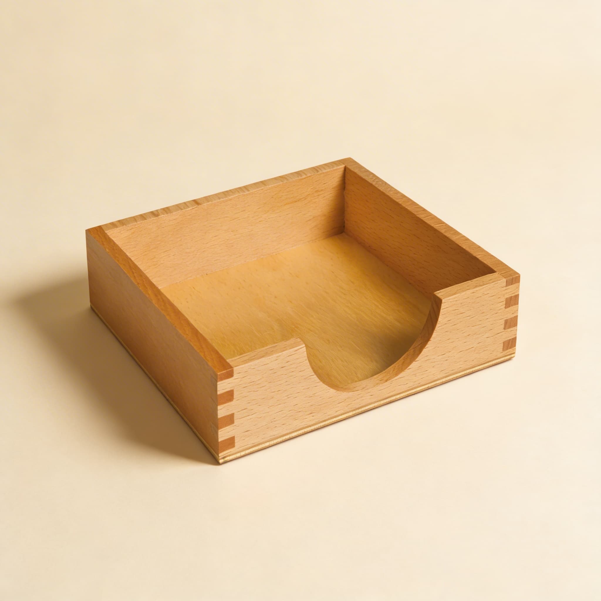 Papieraufbewahrungsbox — 14×14cm Holzhalter für praktisches Leben — Seitenansicht