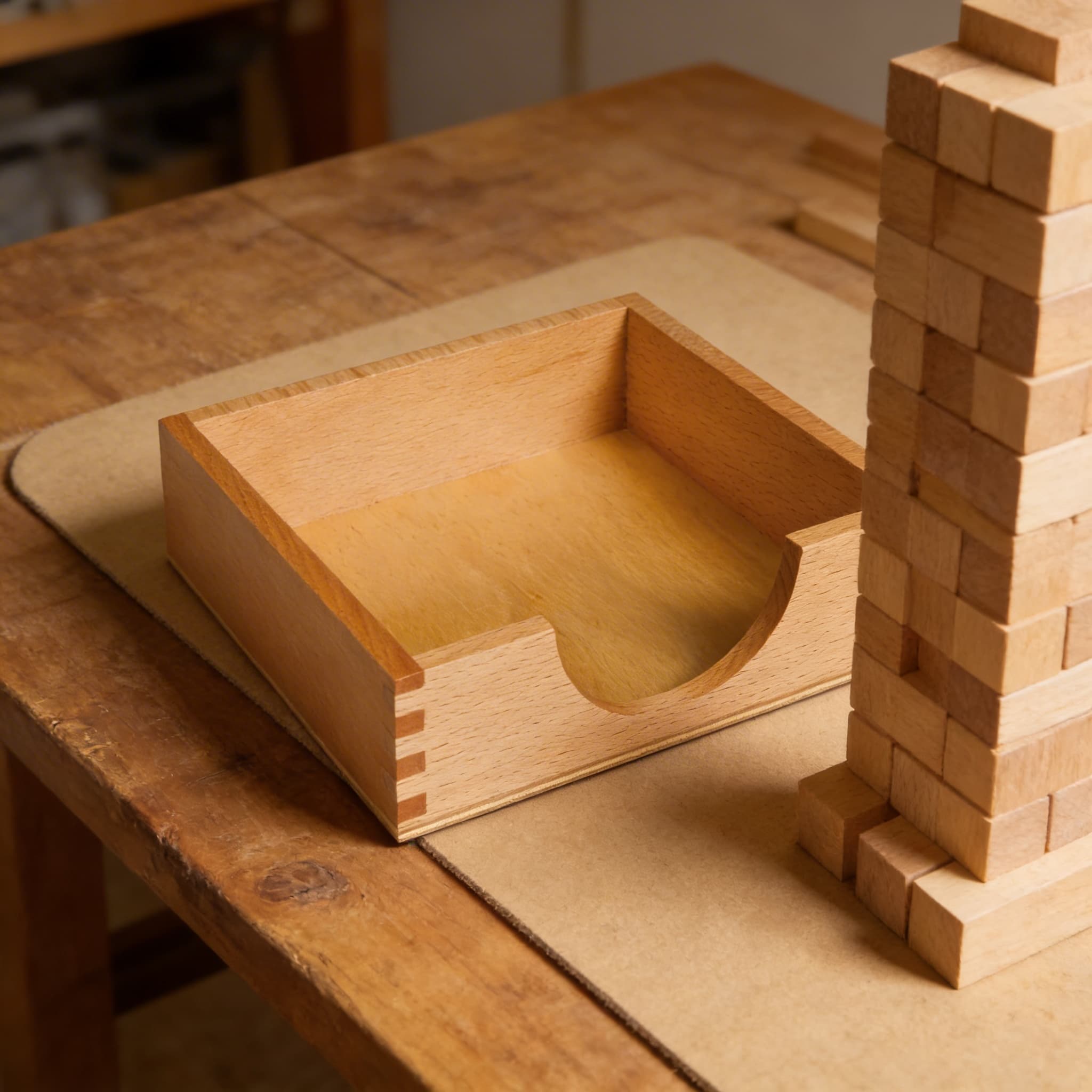 Papieraufbewahrungsbox — 14×14cm Holzhalter für praktisches Leben — Detailansicht