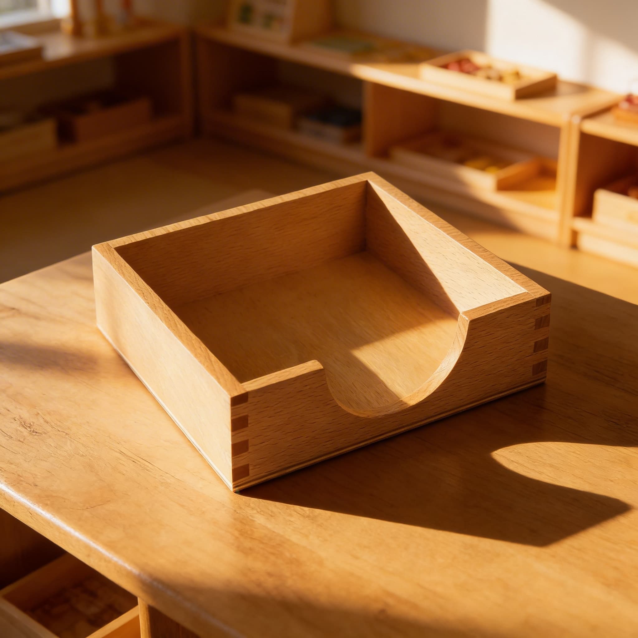 Papieraufbewahrungsbox — 14×14cm Holzhalter für praktisches Leben — Im Einsatz