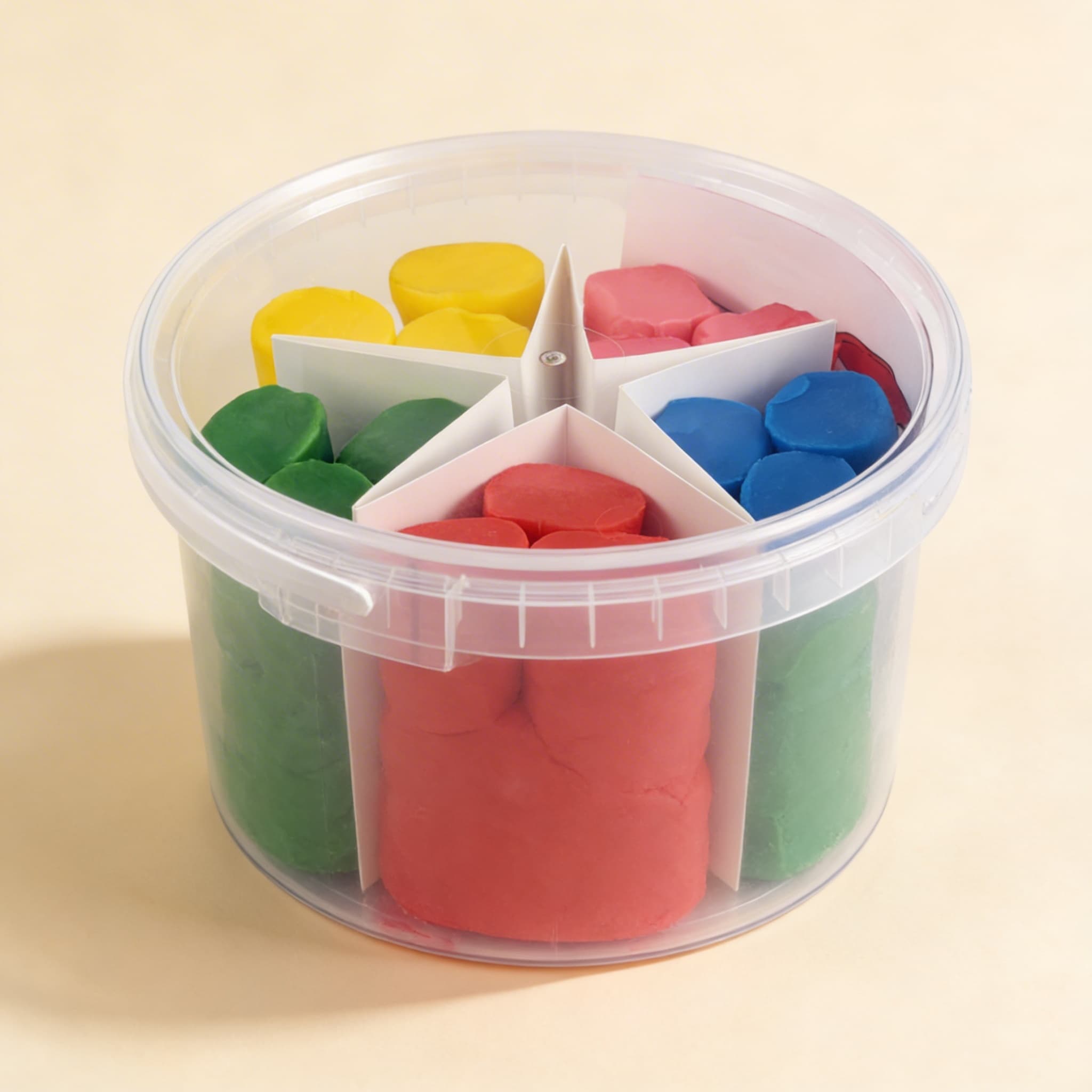 Knetmasse-Set — Fünf Farben im Stern-geteilten Behälter — Katalogansicht
